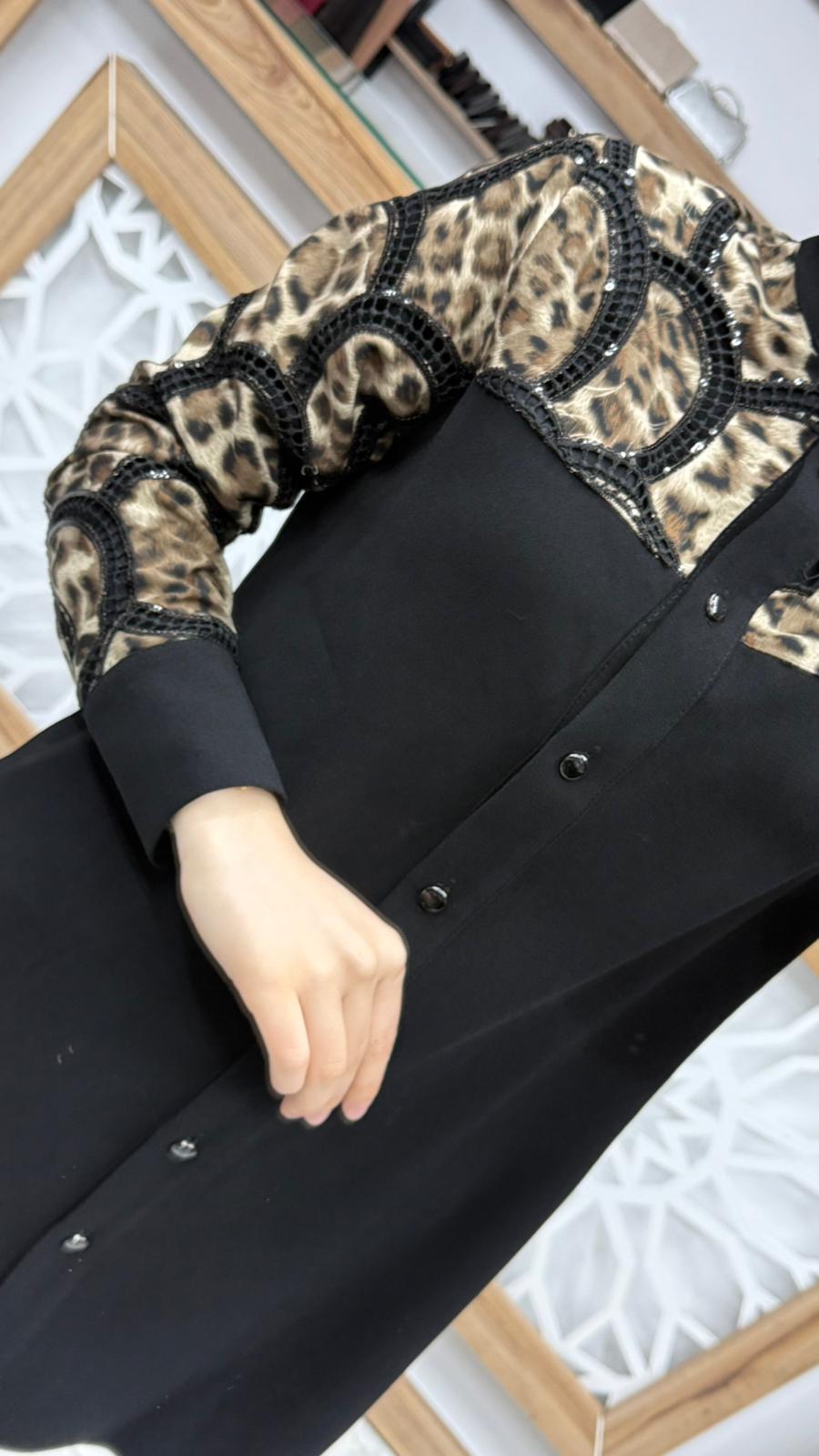 Leopar Desenli Tunik SİYAH haya A1659