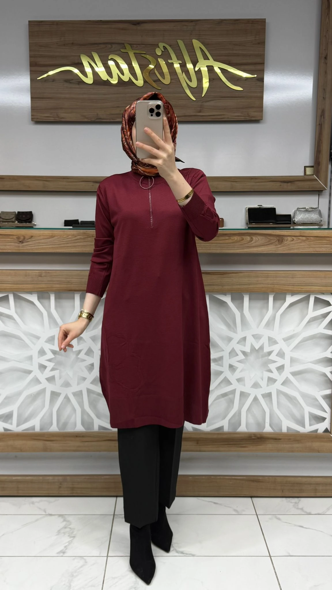 Çiçek Desenli Merserize Tunik armn 25YTD4111