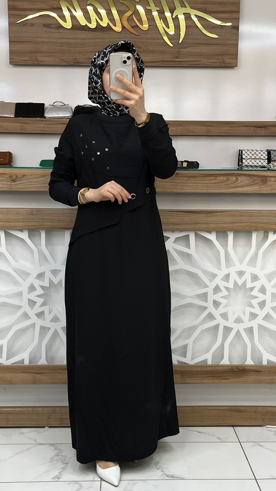 Kuş Gözü Detaylı  Elbise çnrö 2117
