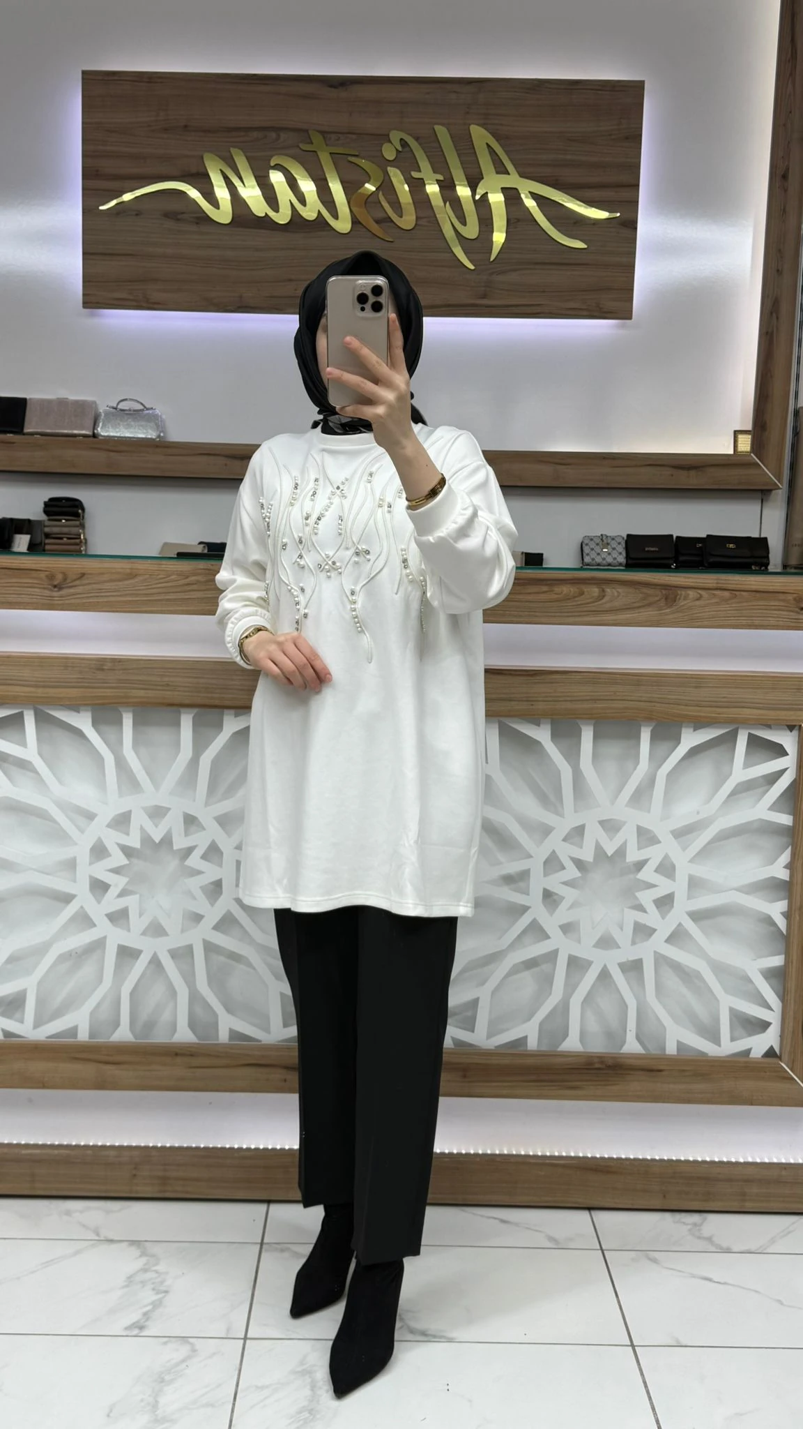 Önü İnci Taş İşlemeli Tunik lvdr 1013