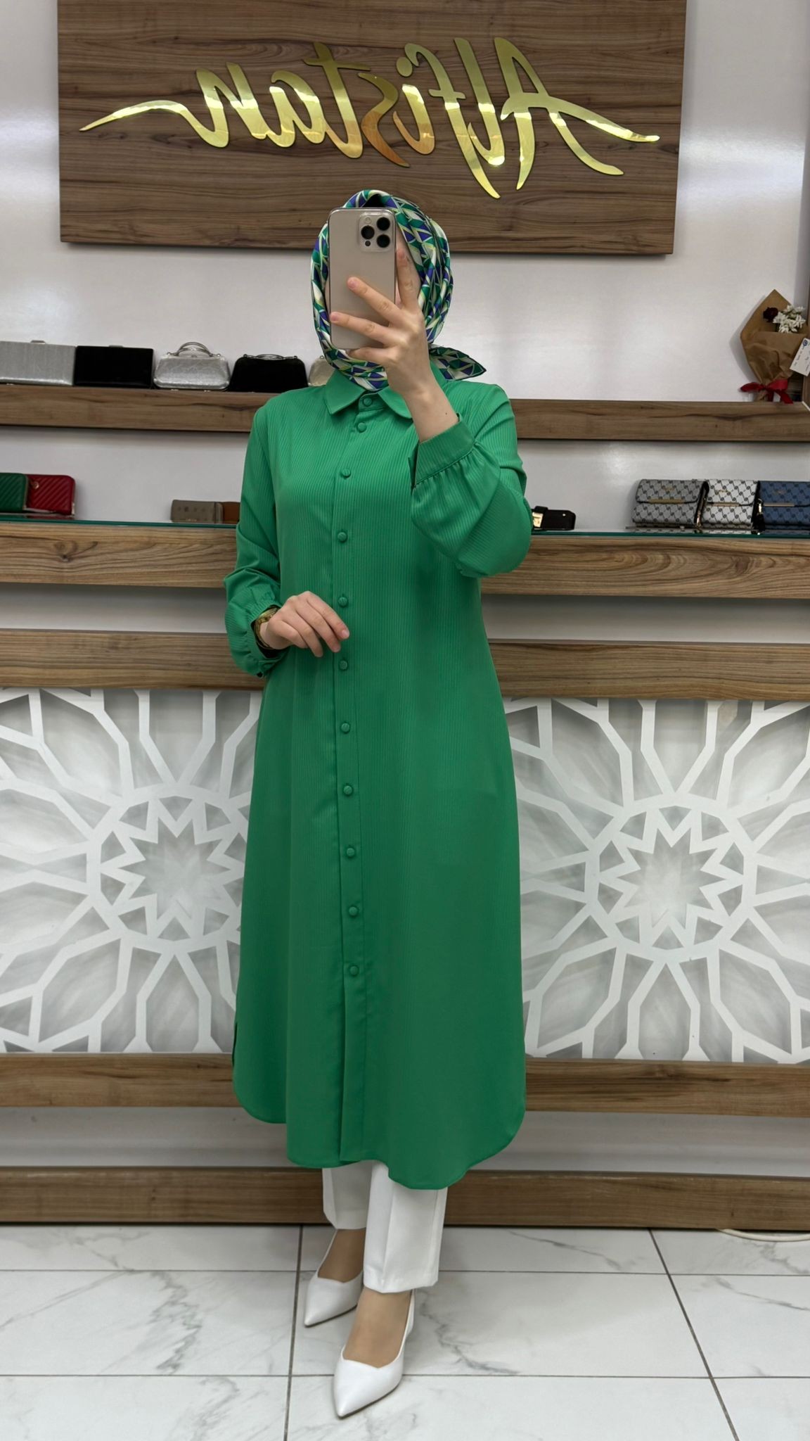  Çizgili Kadın Tesettür Taşlı Tunik SİYAH qtn 2971