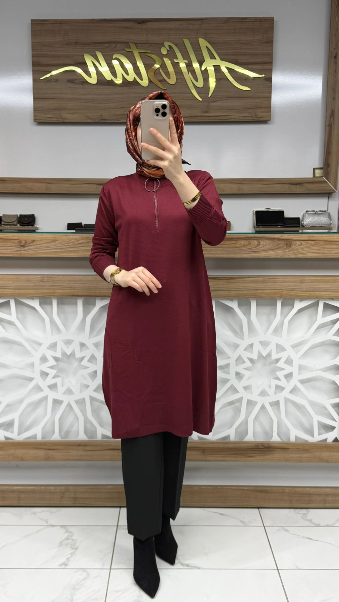 Çiçek Desenli Merserize Tunik armn 25YTD4111