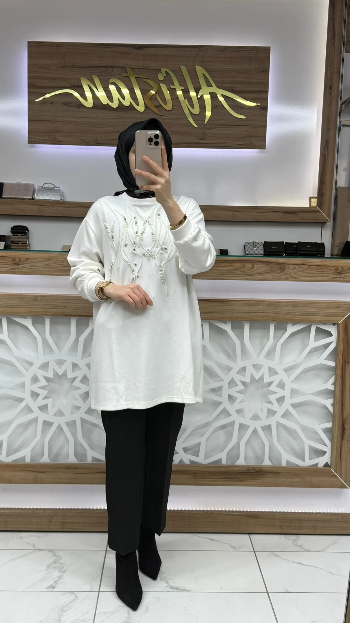 Önü İnci Taş İşlemeli Tunik lvdr 1013