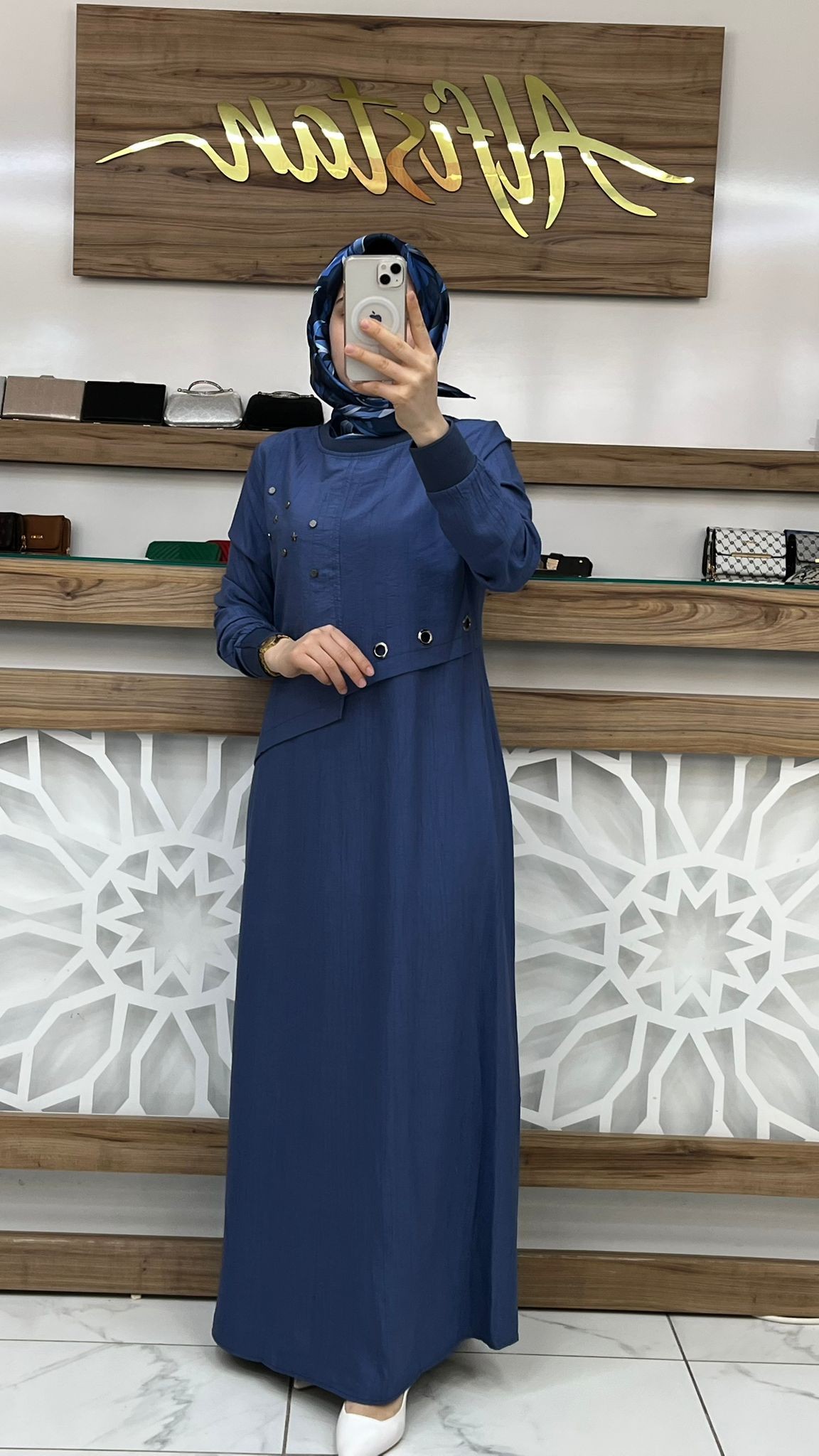 Kuş Gözü Detaylı  Elbise çnrö 2117