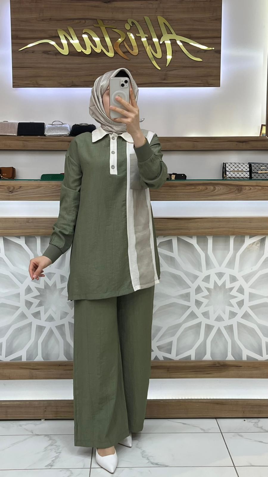 ARMİNE TREND RENK ŞERİTLİ İKİLİ TAKIM 25YT6130 - haki