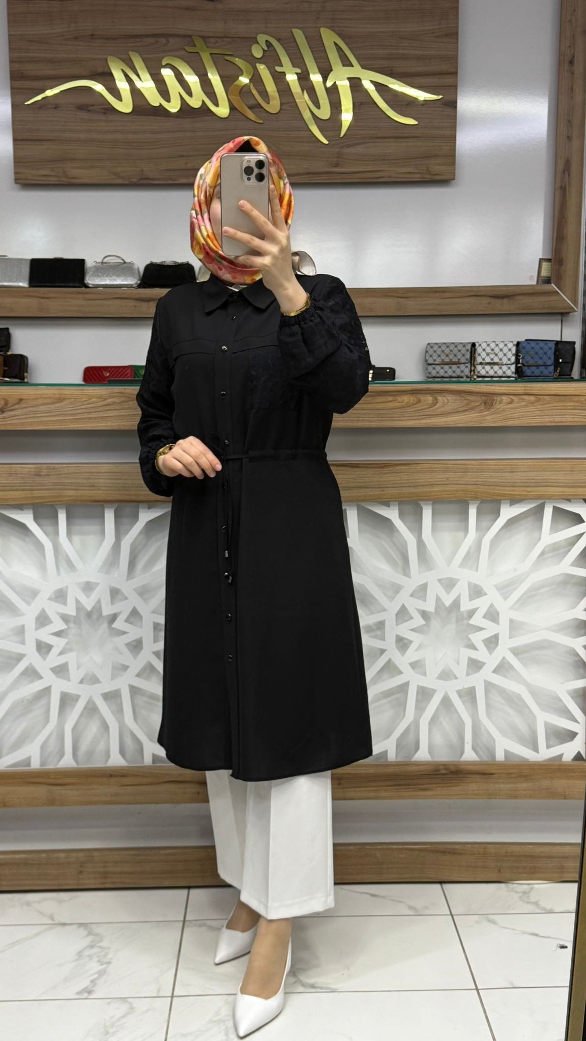 Yakma Jakar Garnili Bağlamalı Giy Çık Tunik SİYAH qtn 2944