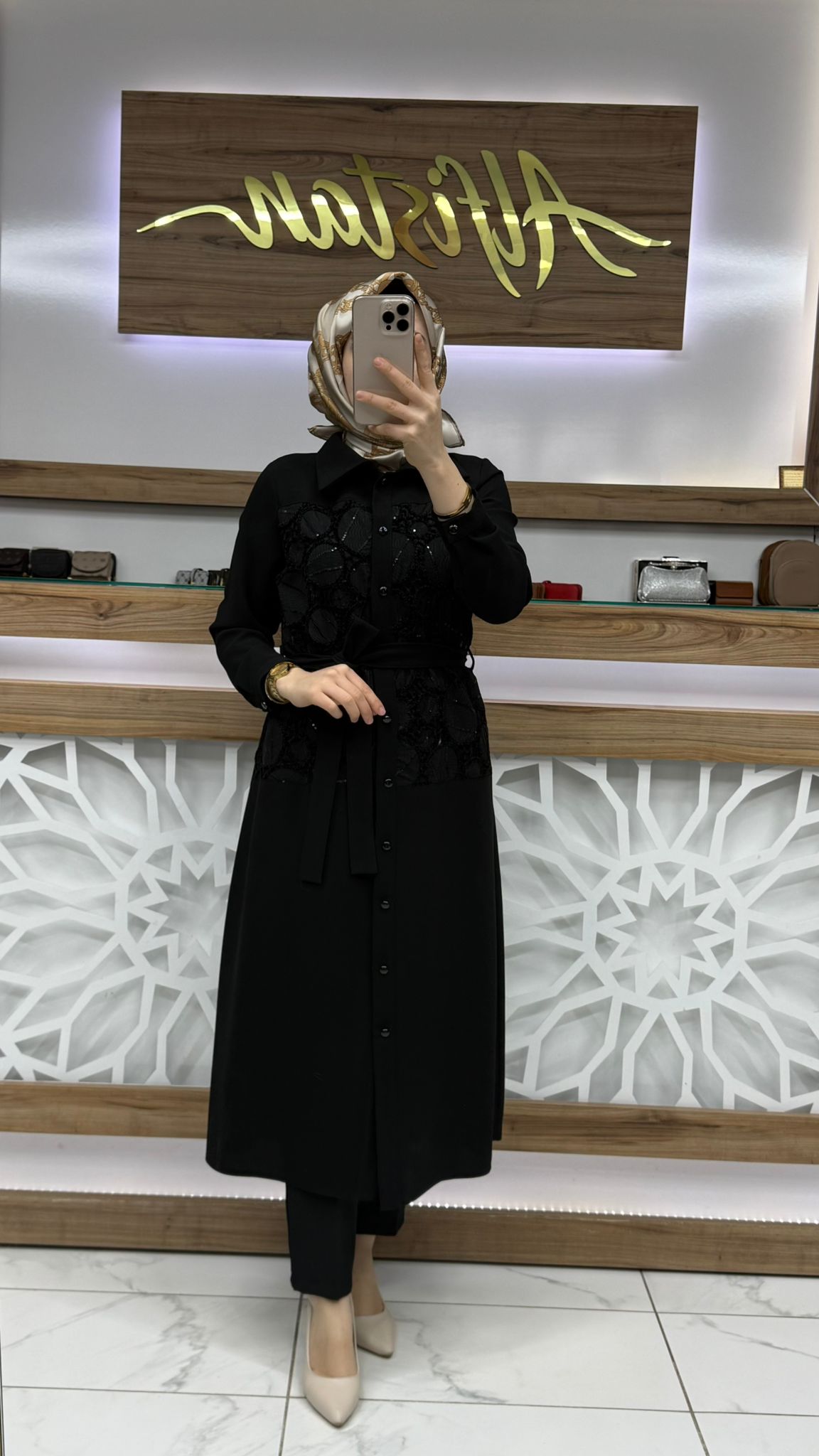 Güpürlü Giy çık Tunik SİYAH haya A1665