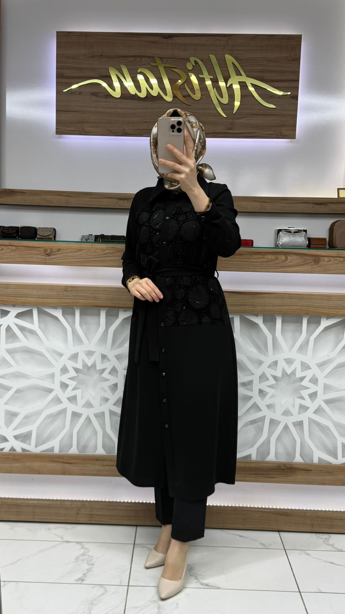 Güpürlü Giy çık Tunik SİYAH haya A1665