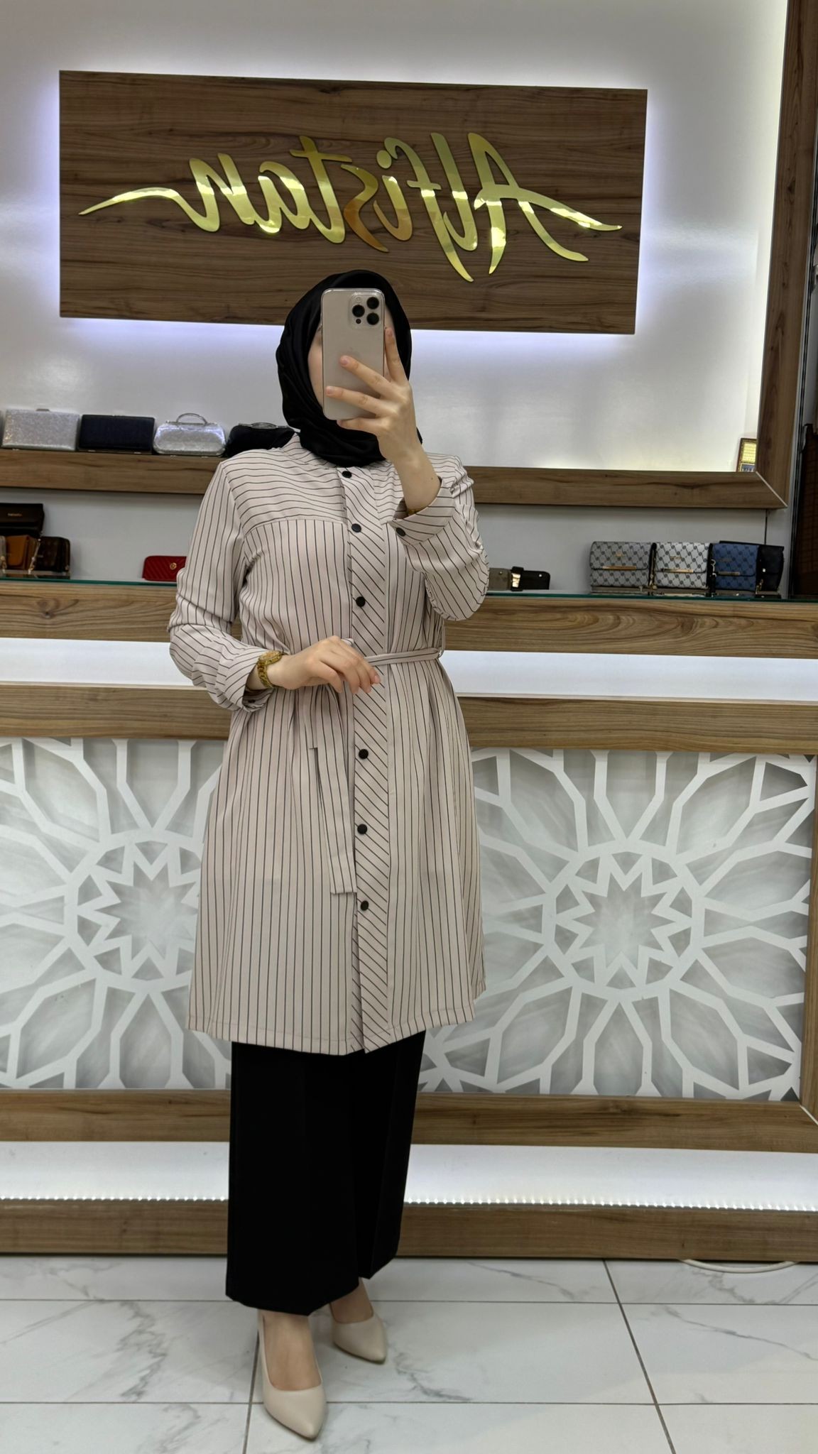  Çizgili Kadın Tesettür Tunik qtn 2904