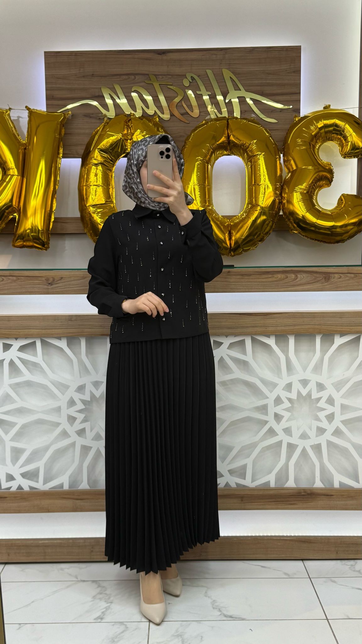 Taş Detaylı Pilise Etekli Takım dms 1015