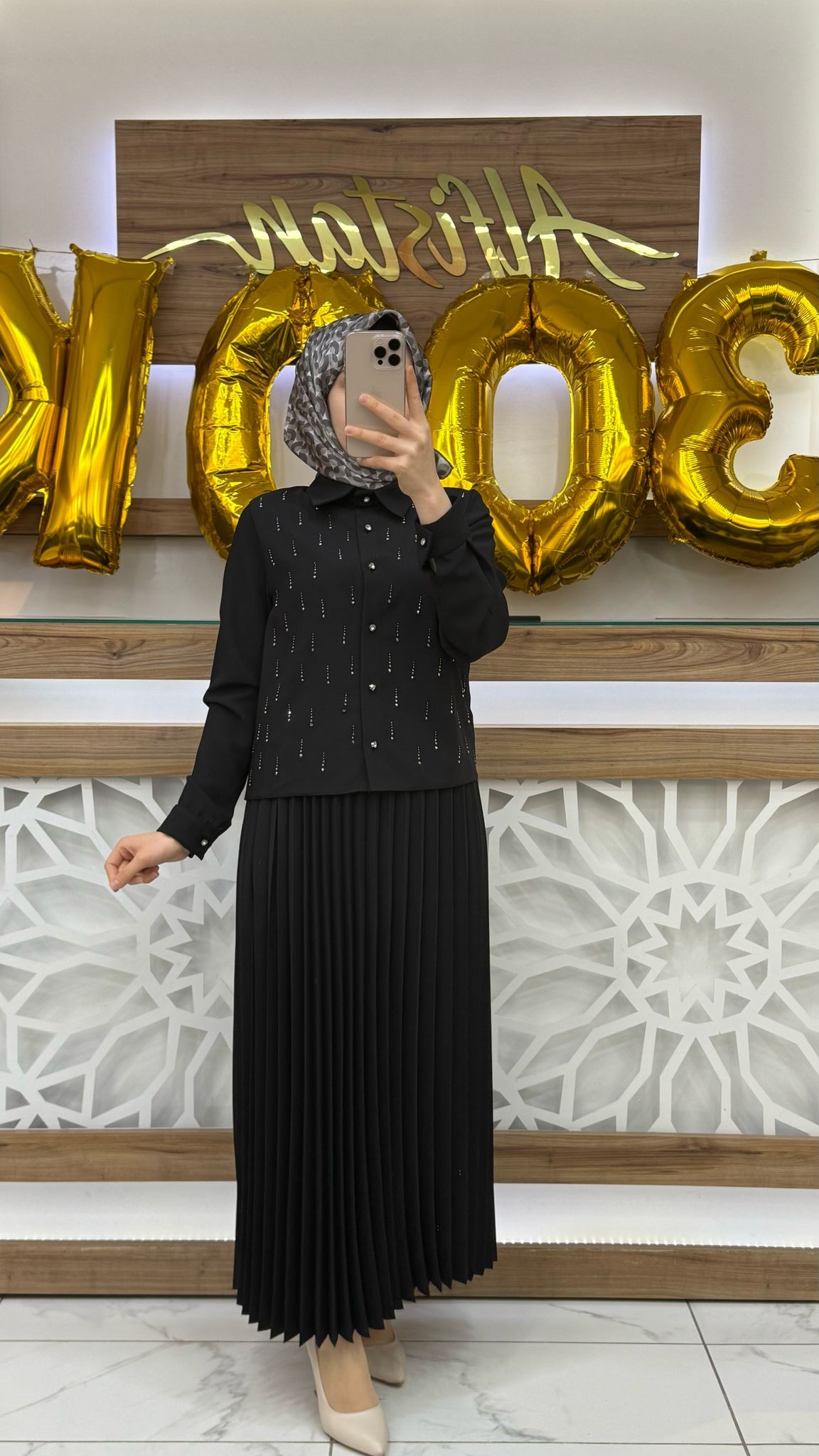 Taş Detaylı Pilise Etekli Takım dms 1015