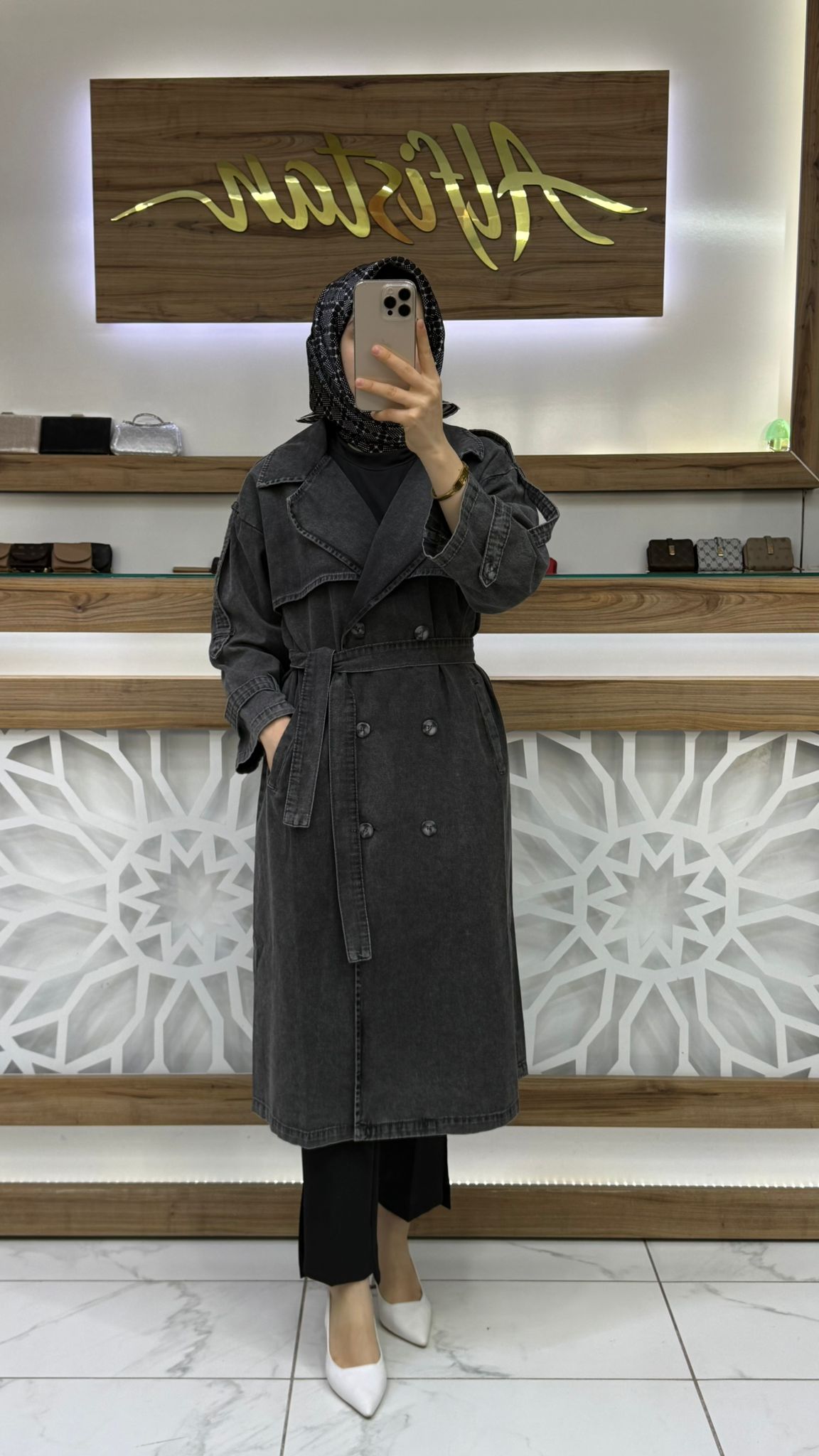 Denim Kot Kadın Tesettür Trenç mgzn 7407
