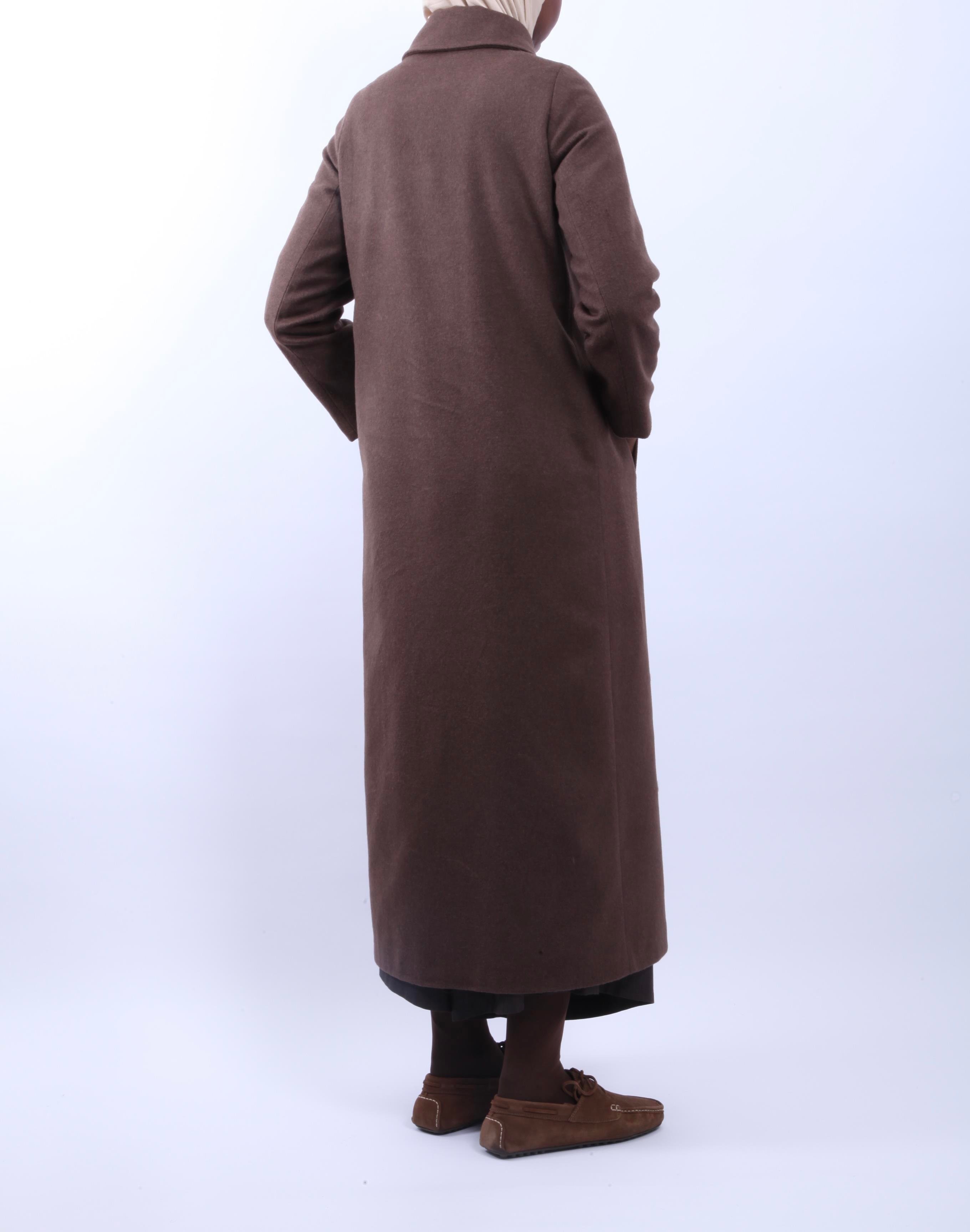 Yandan Düğmeli Yün Kaban