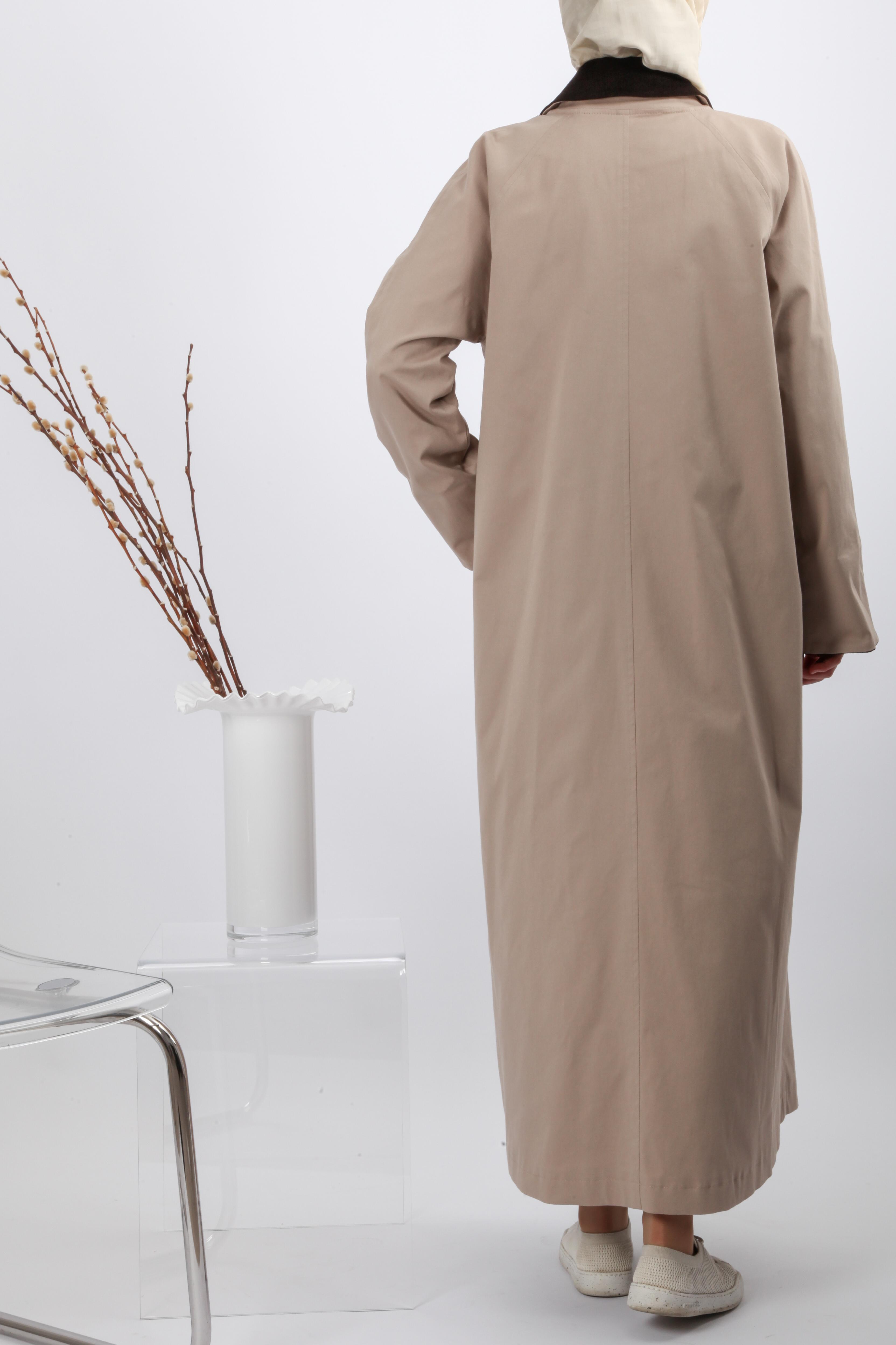 Oversize Kadife Yaka Uzun Ceket