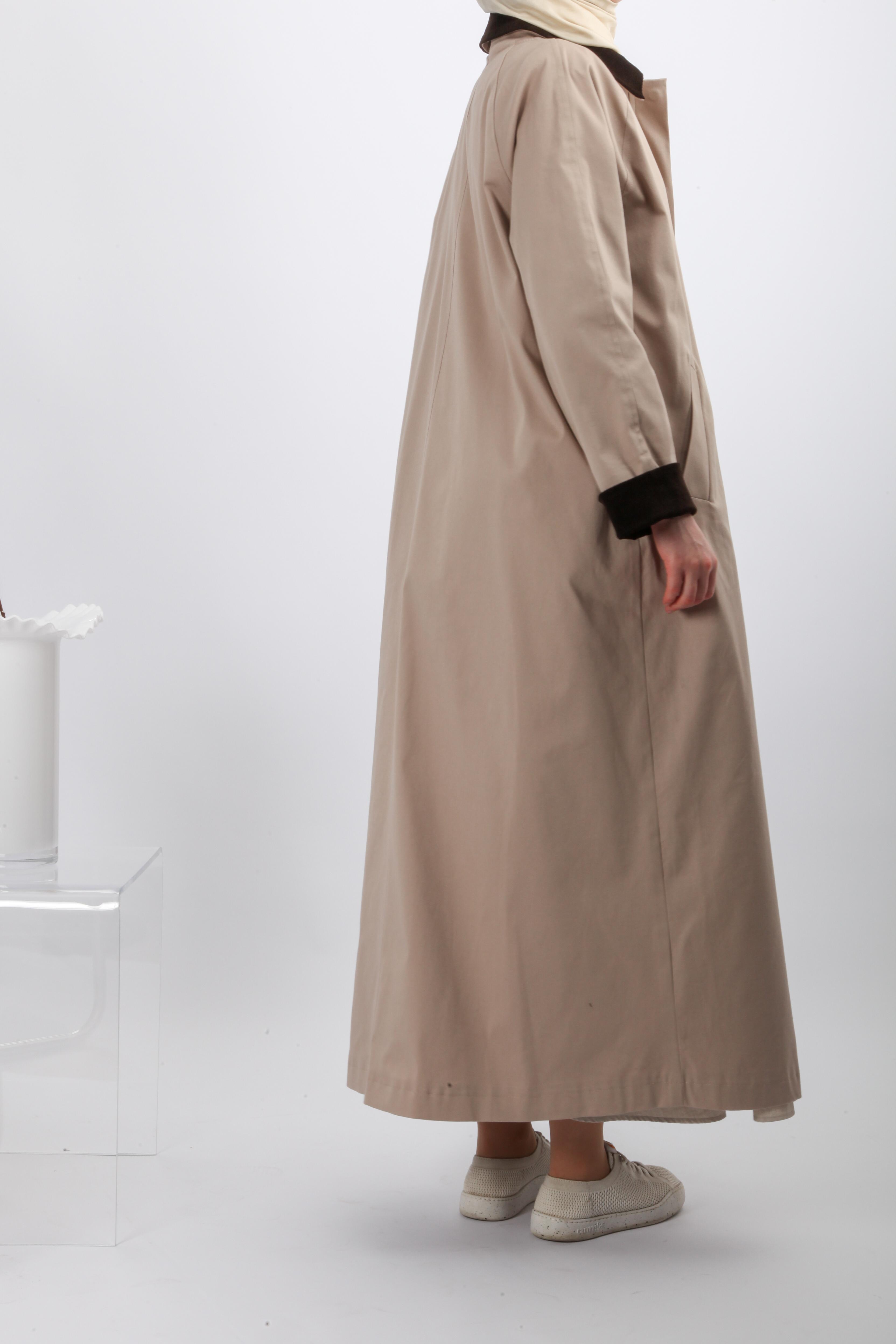 Oversize Kadife Yaka Uzun Ceket