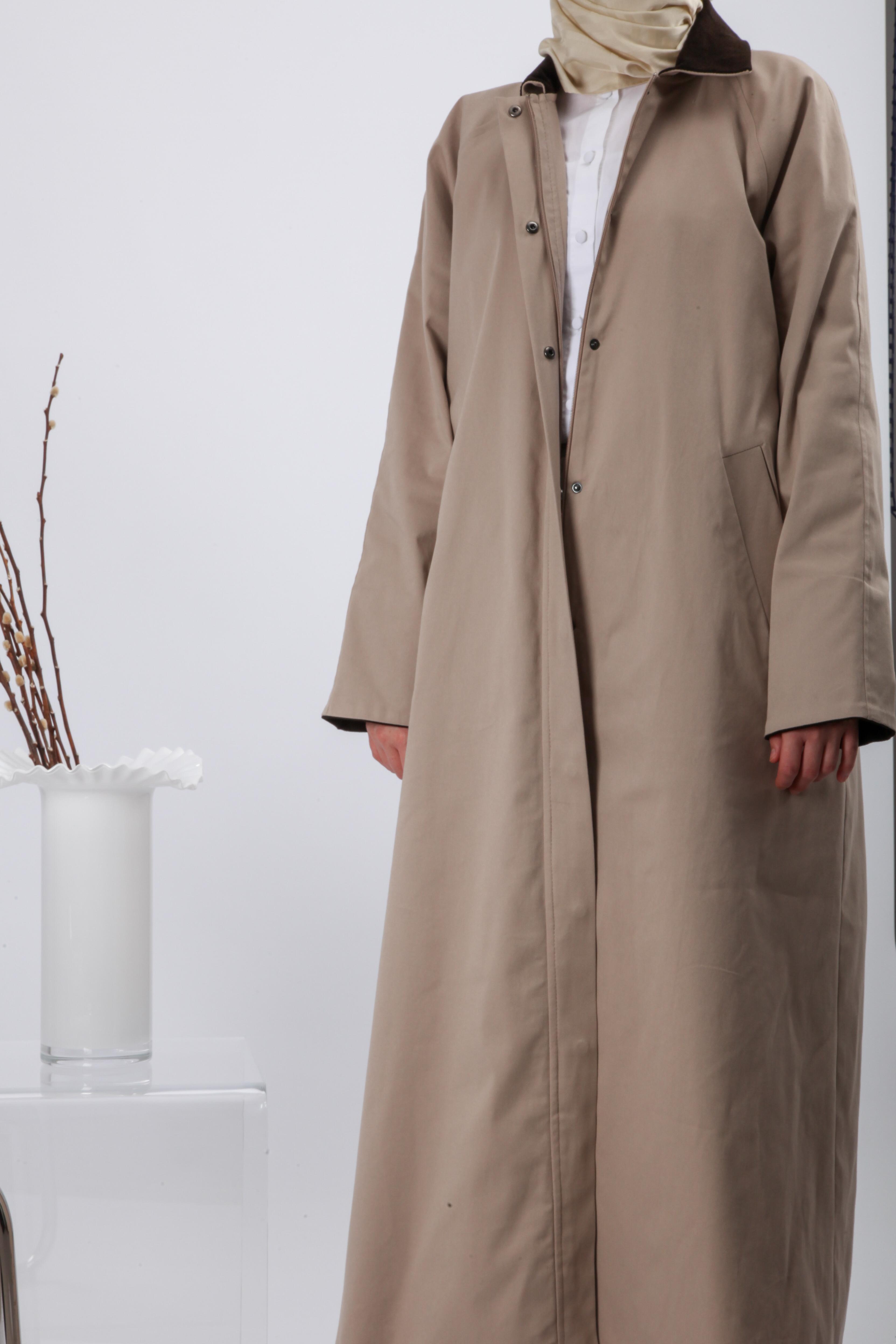 Oversize Kadife Yaka Uzun Ceket