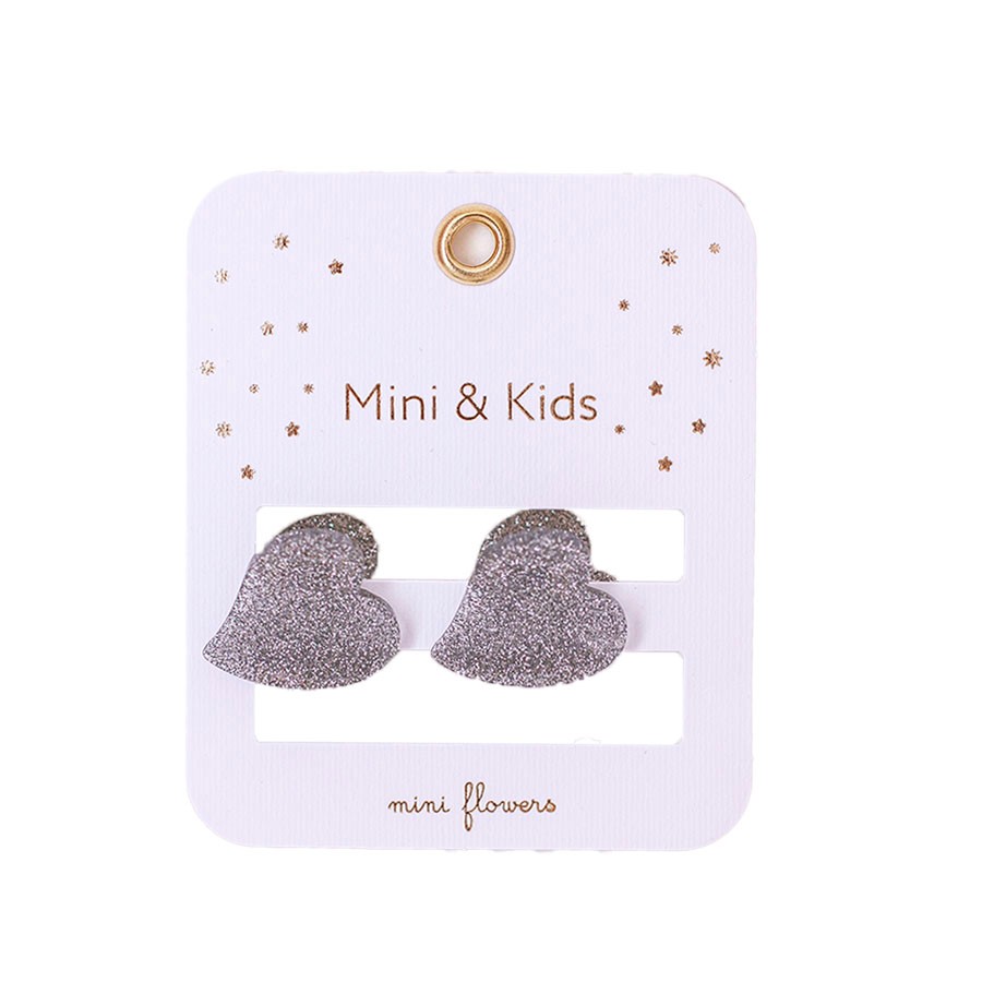 Mini & Kids Acrylic Heart Claws - Glitter Silver