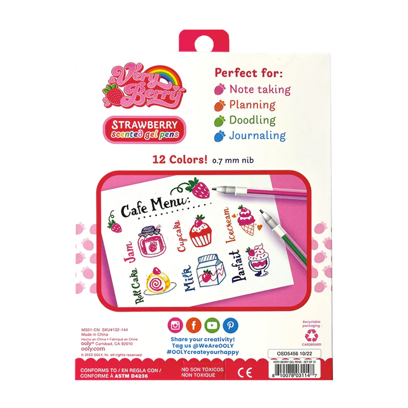 Ooly Very Berry Çilek Kokulu 12’li Jel Kalem