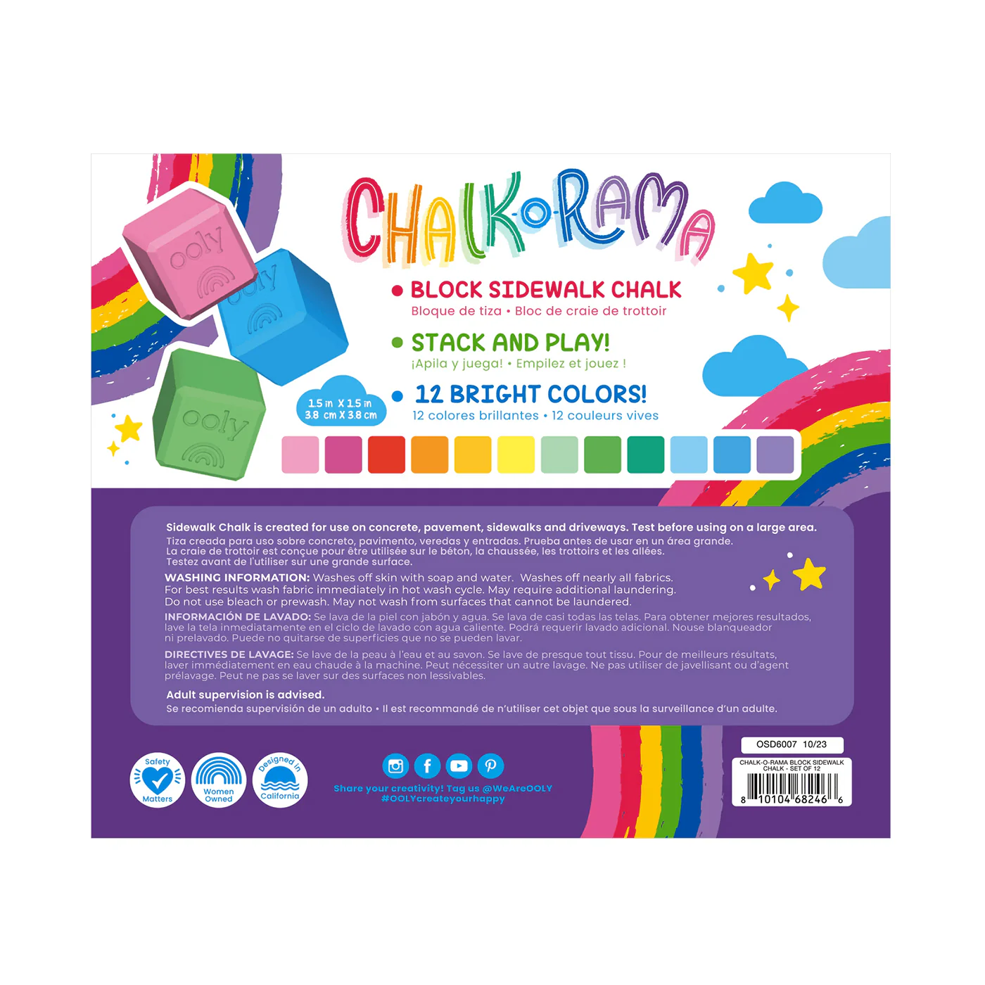 Ooly Chalk-O-Rama 12’li Dış Mekan Tebeşiri