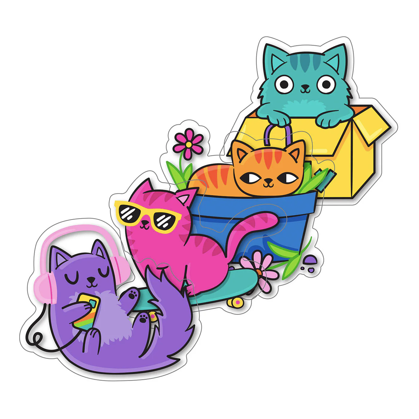 Ooly Stickiville Vinil Çıkartmalar - Silly Kitties