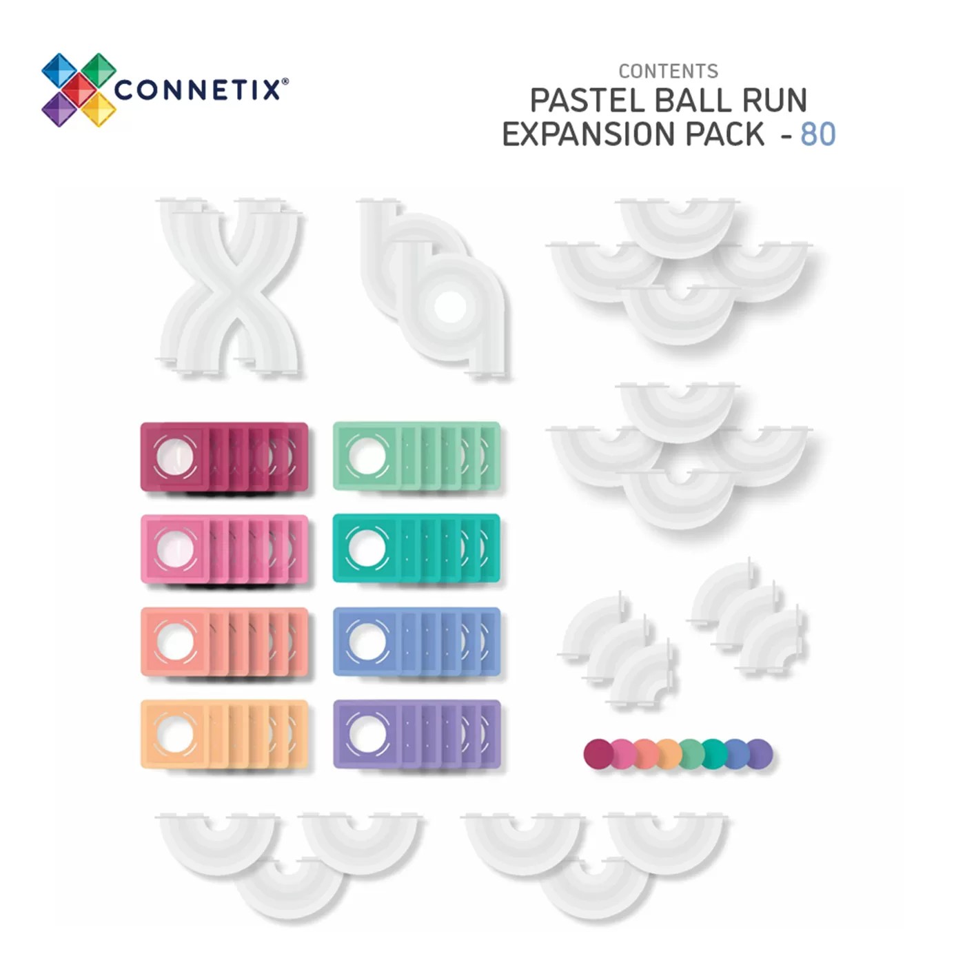 Connetix - Pastel Ball Run Expansion Set - 80 Parça
