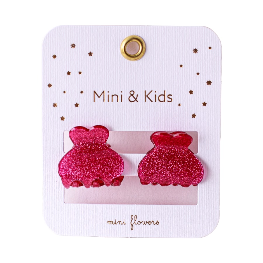 Mini & Kids - Simli Akrilik Çocuk Toka - Fuşya