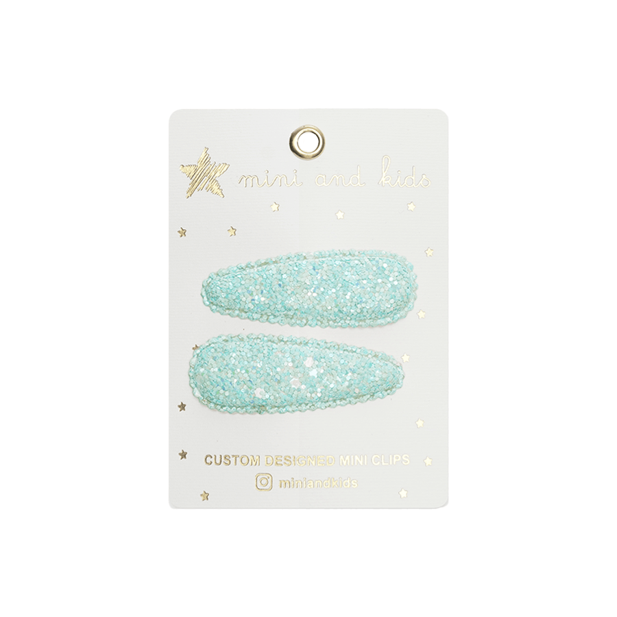 Mini & Kids Mini Hair Clips - Glitter Turquoise