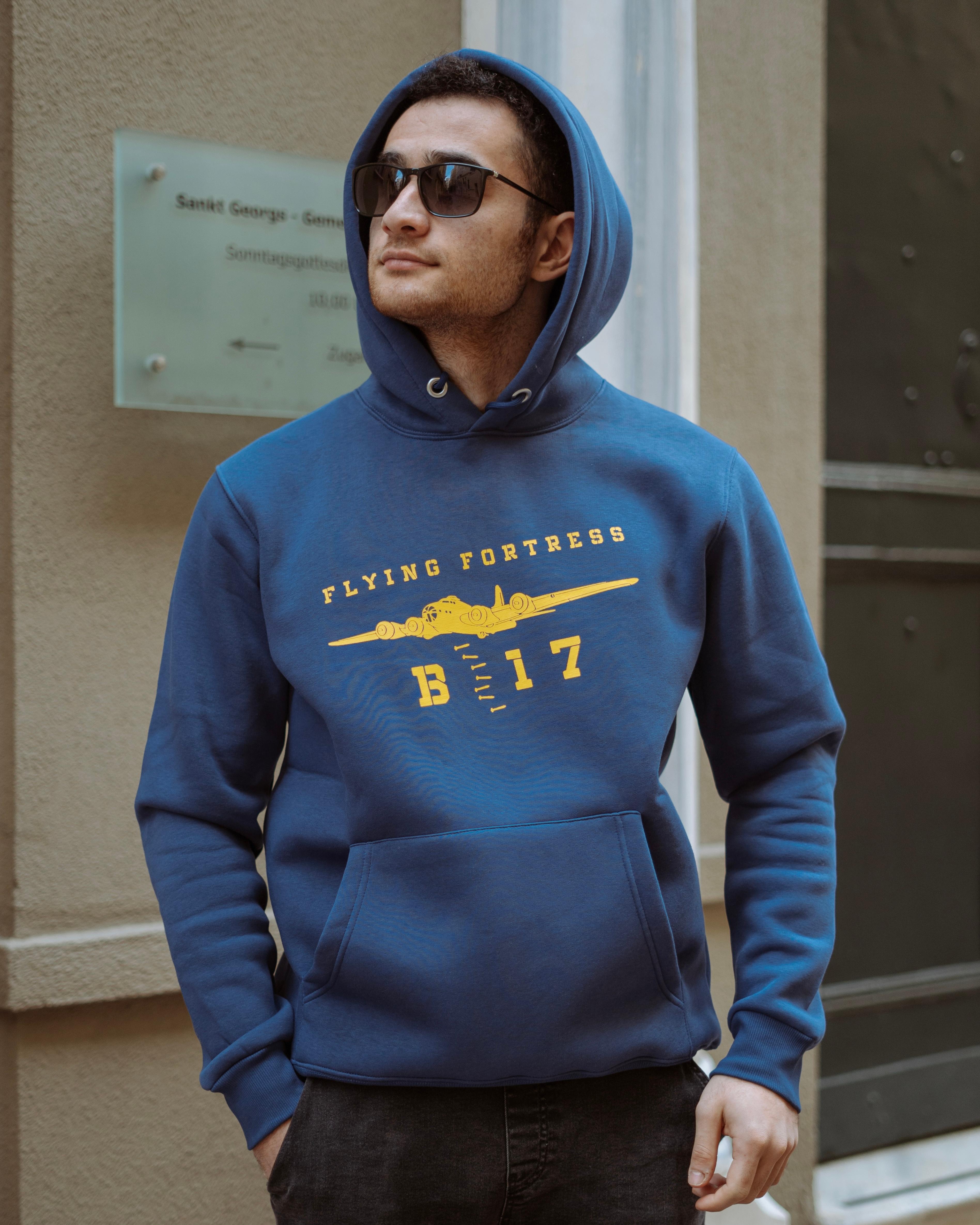 WW2 - B-17 FLYING FORTRESS - Özel Tasarım Mavi Hoodie