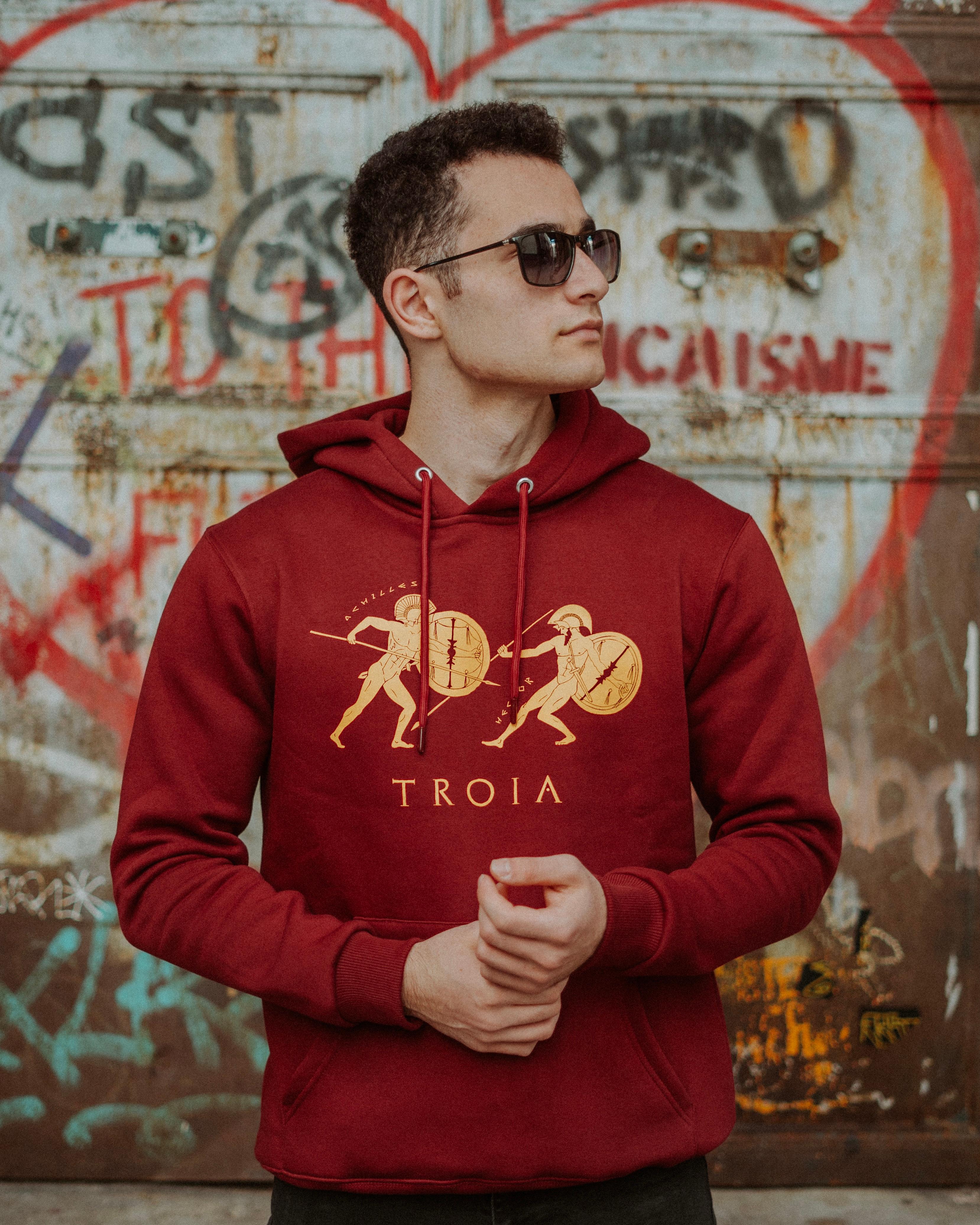 TROIA - HECTOR vs ACHILLES - Özel Tasarım Bordo Hoodie