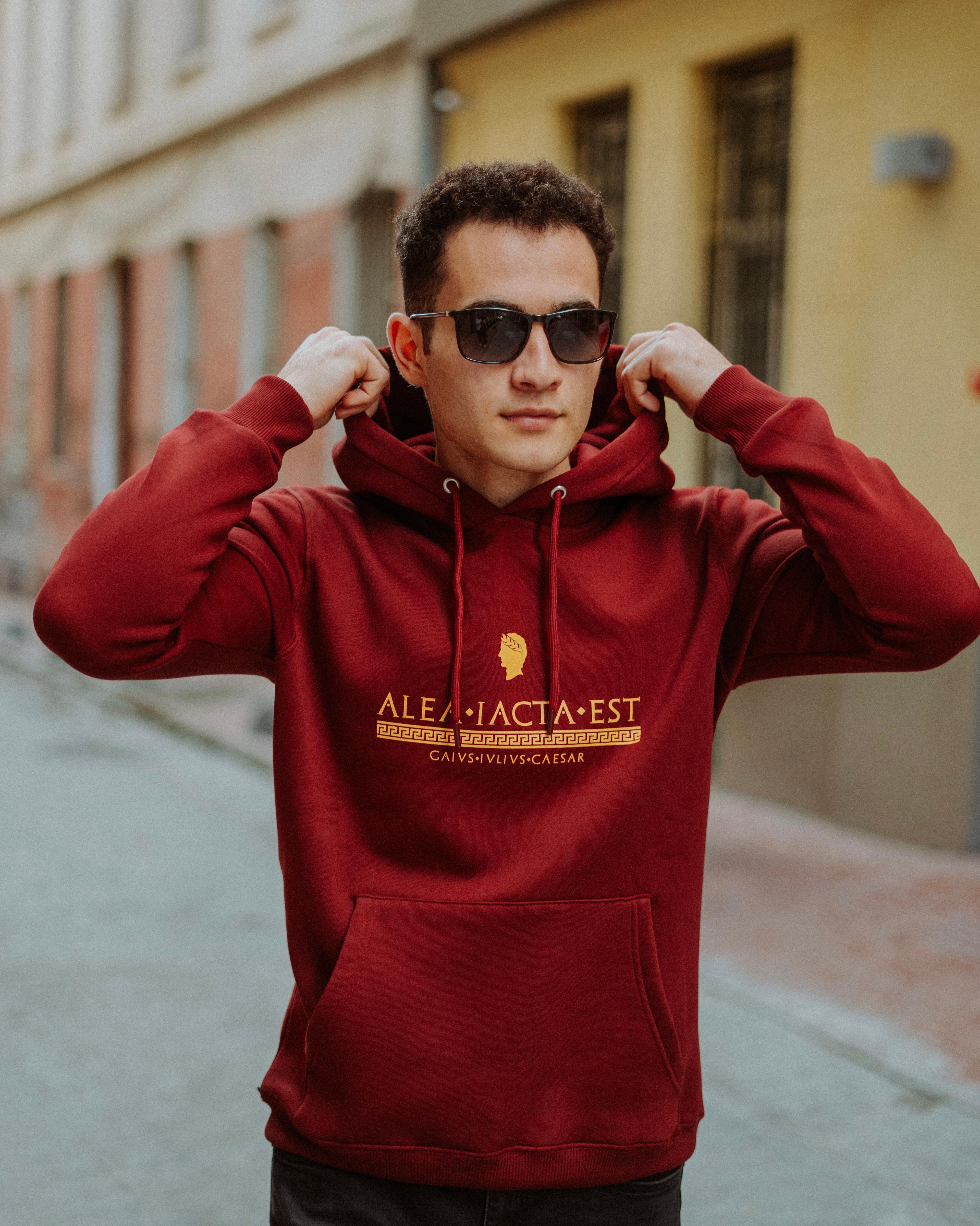 ROMA - ALEA IACTA EST - Özel Tasarım Bordo Hoodie