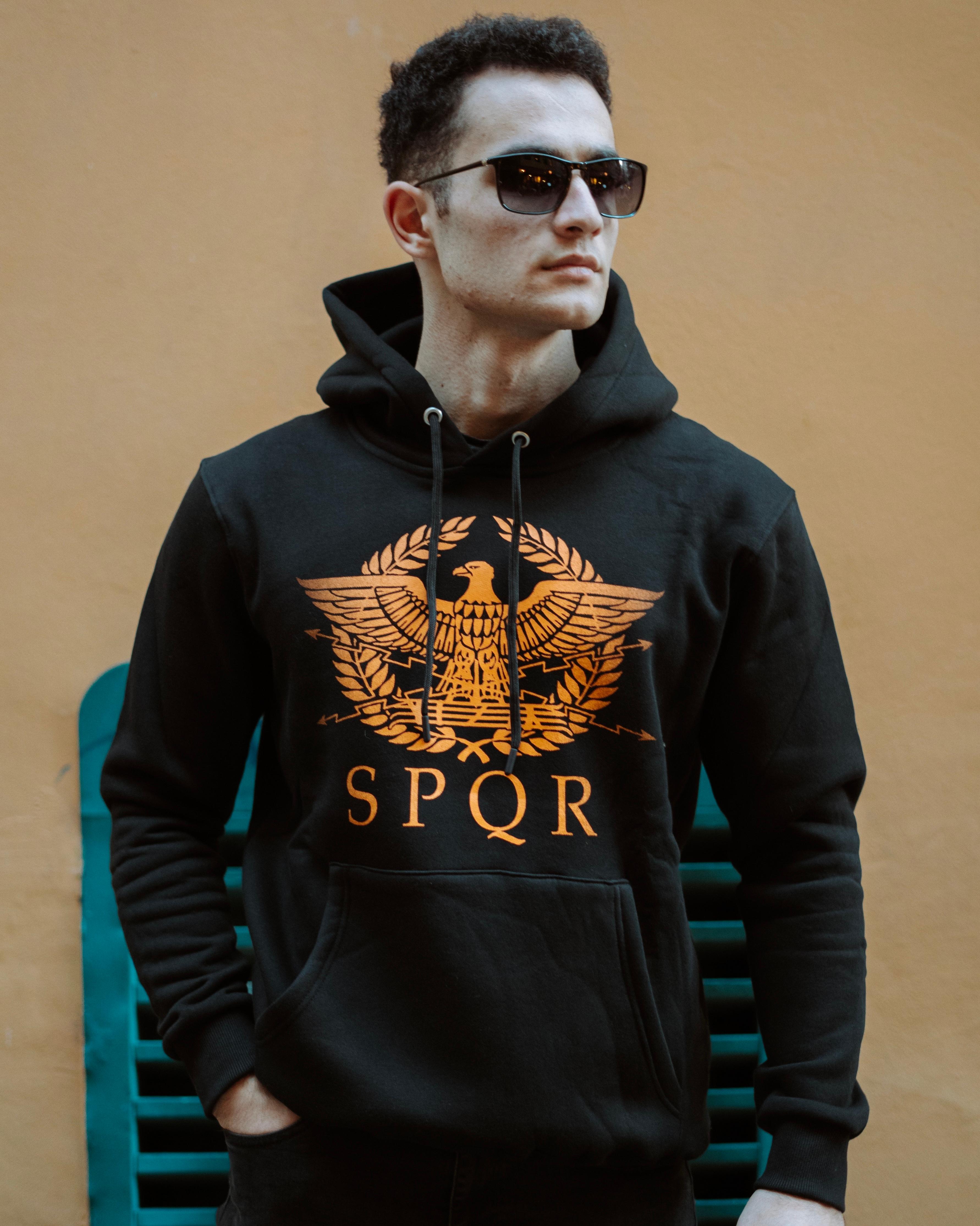 ROMA - S.P.Q.R. - Özel Tasarım Siyah Hoodie