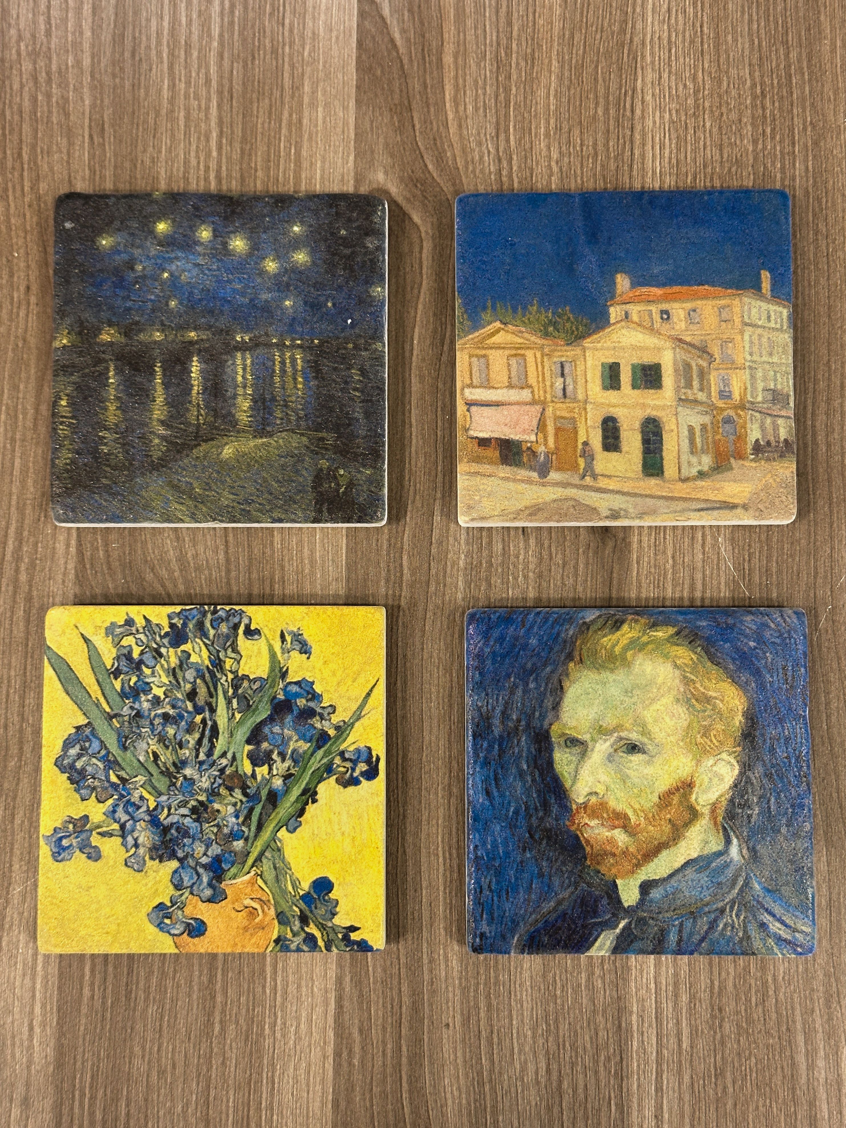 VAN GOGH TABLO SETİ 4 - DOĞAL TAŞ MASA TABLOSU & BARDAK ALTLIĞI