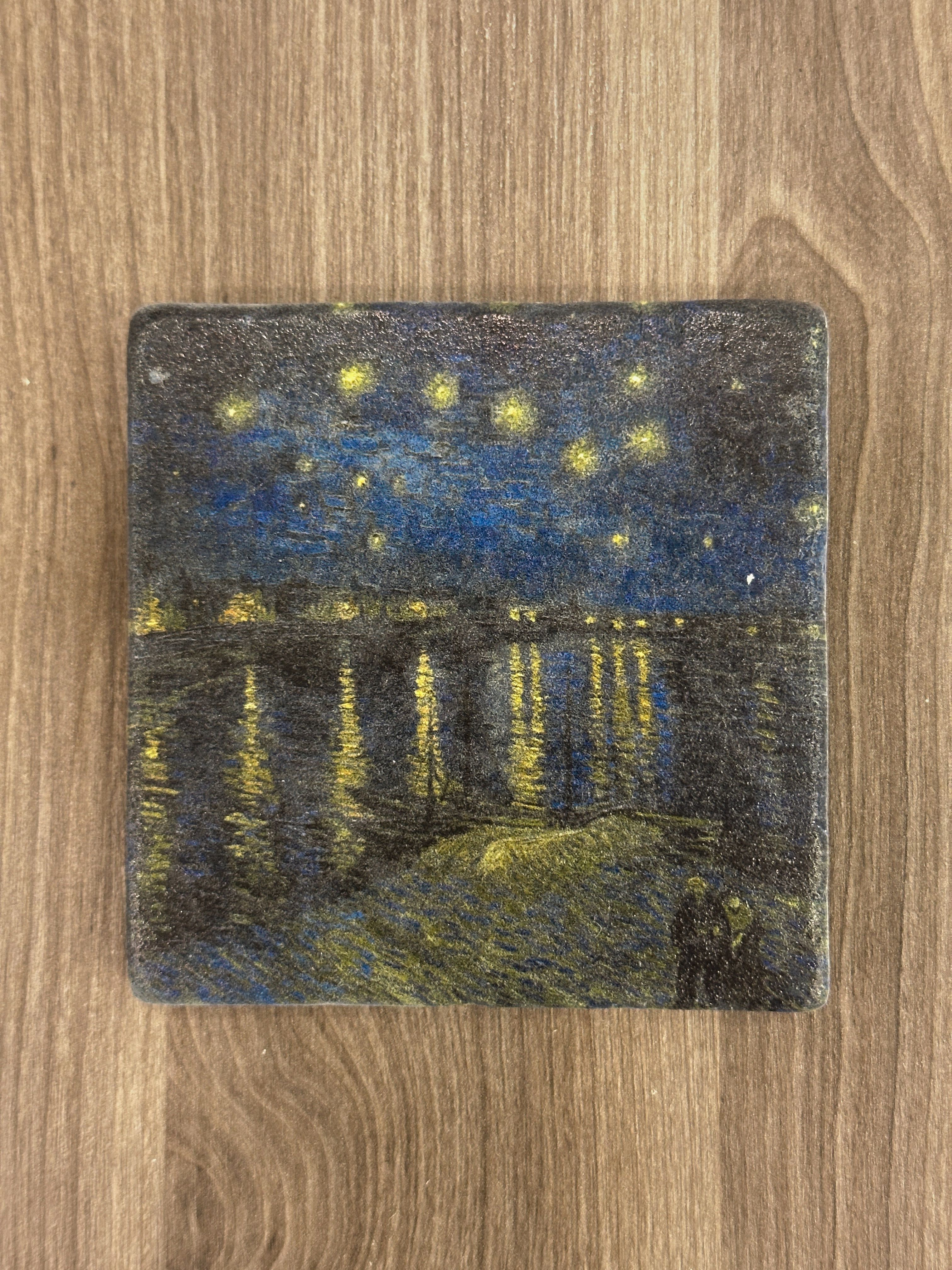 VAN GOGH TABLO SETİ 4 - DOĞAL TAŞ MASA TABLOSU & BARDAK ALTLIĞI