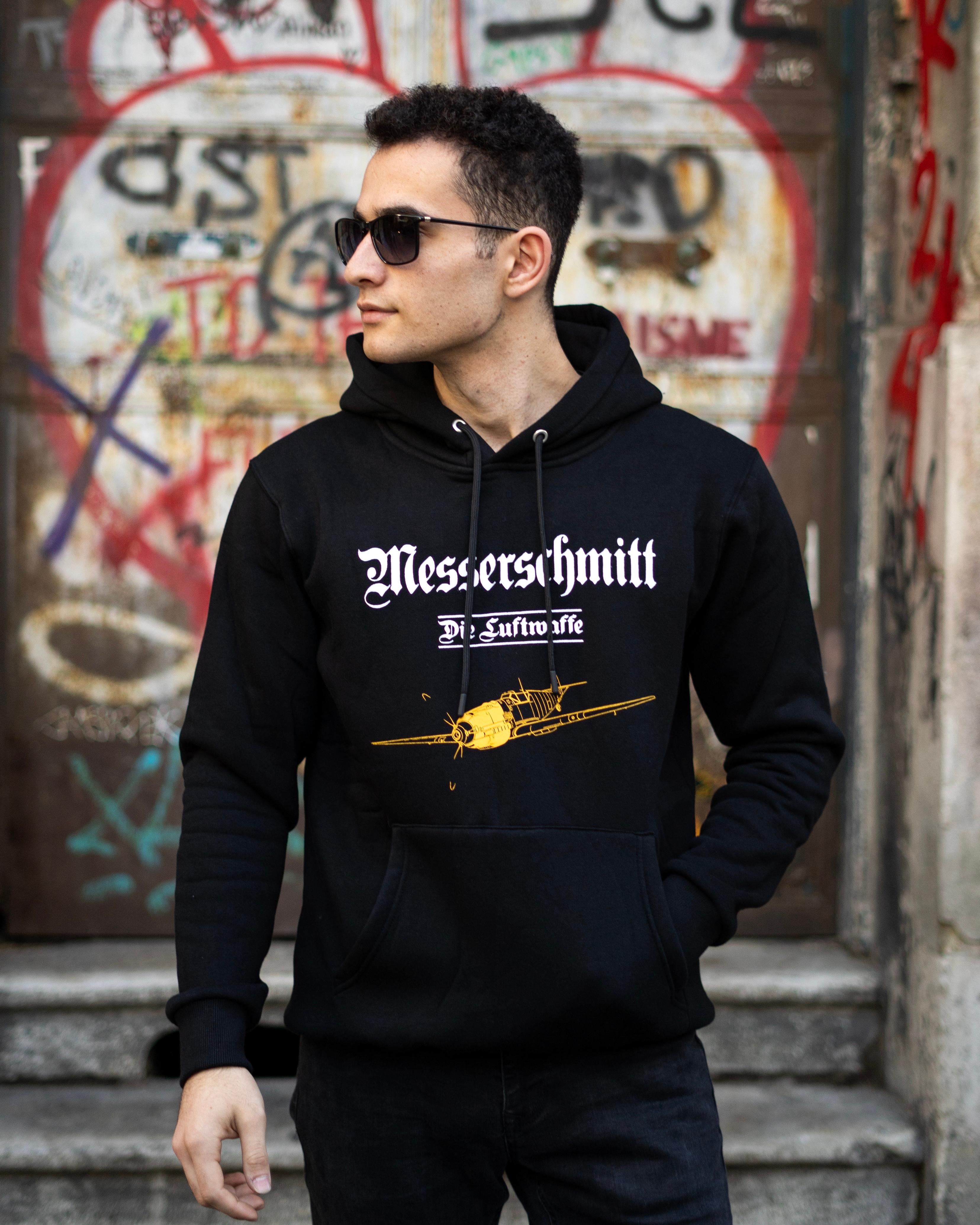 WW2 - LUFTWAFFE BF 109 Özel Tasarım Siyah Hoodie