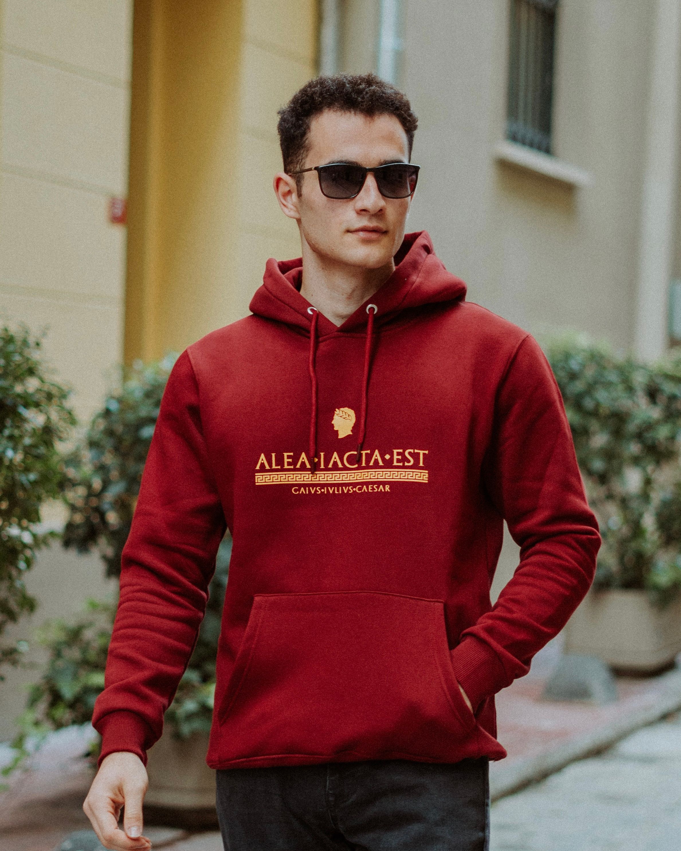 ROMA - ALEA IACTA EST - Özel Tasarım Bordo Hoodie