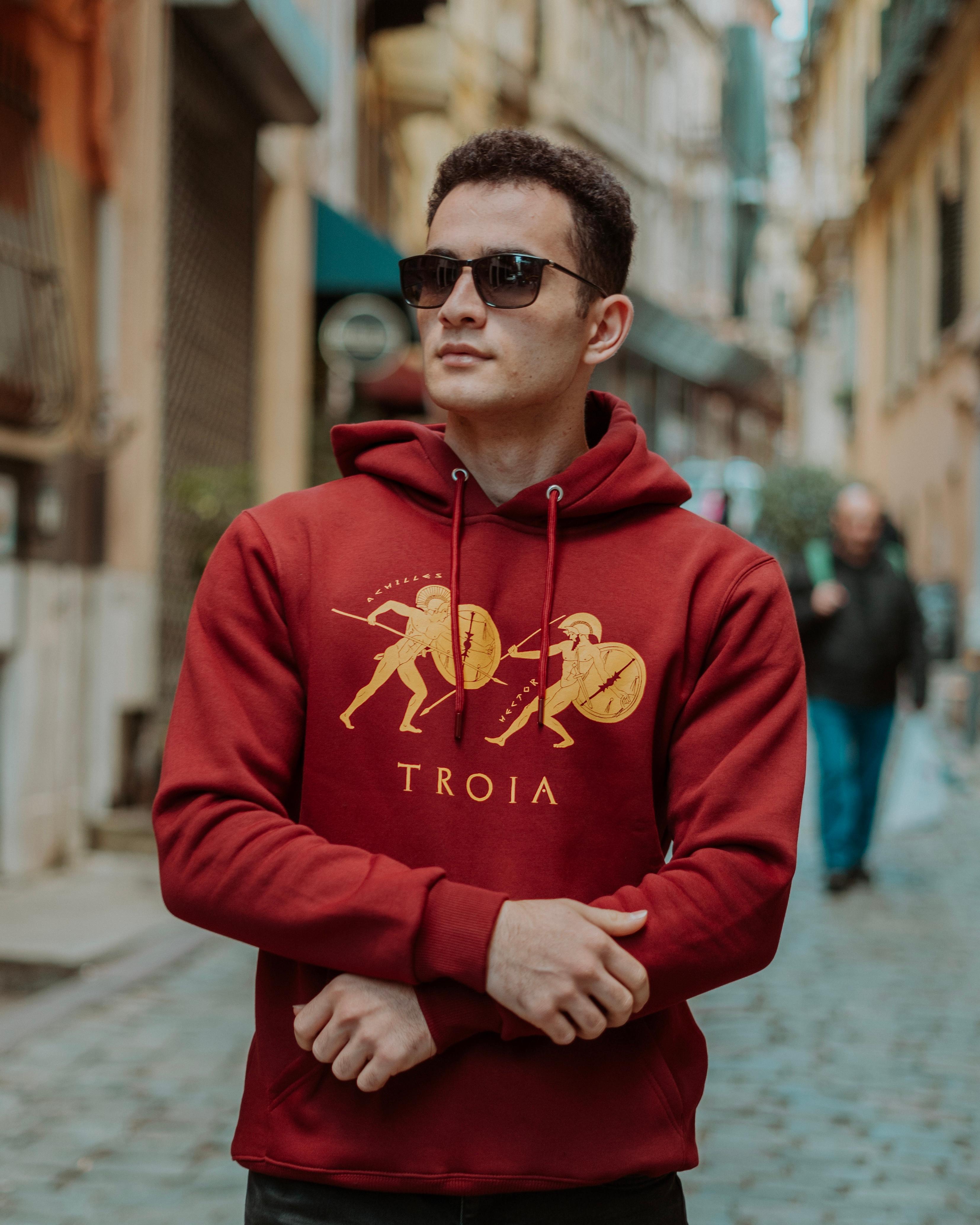 TROIA - HECTOR vs ACHILLES - Özel Tasarım Bordo Hoodie