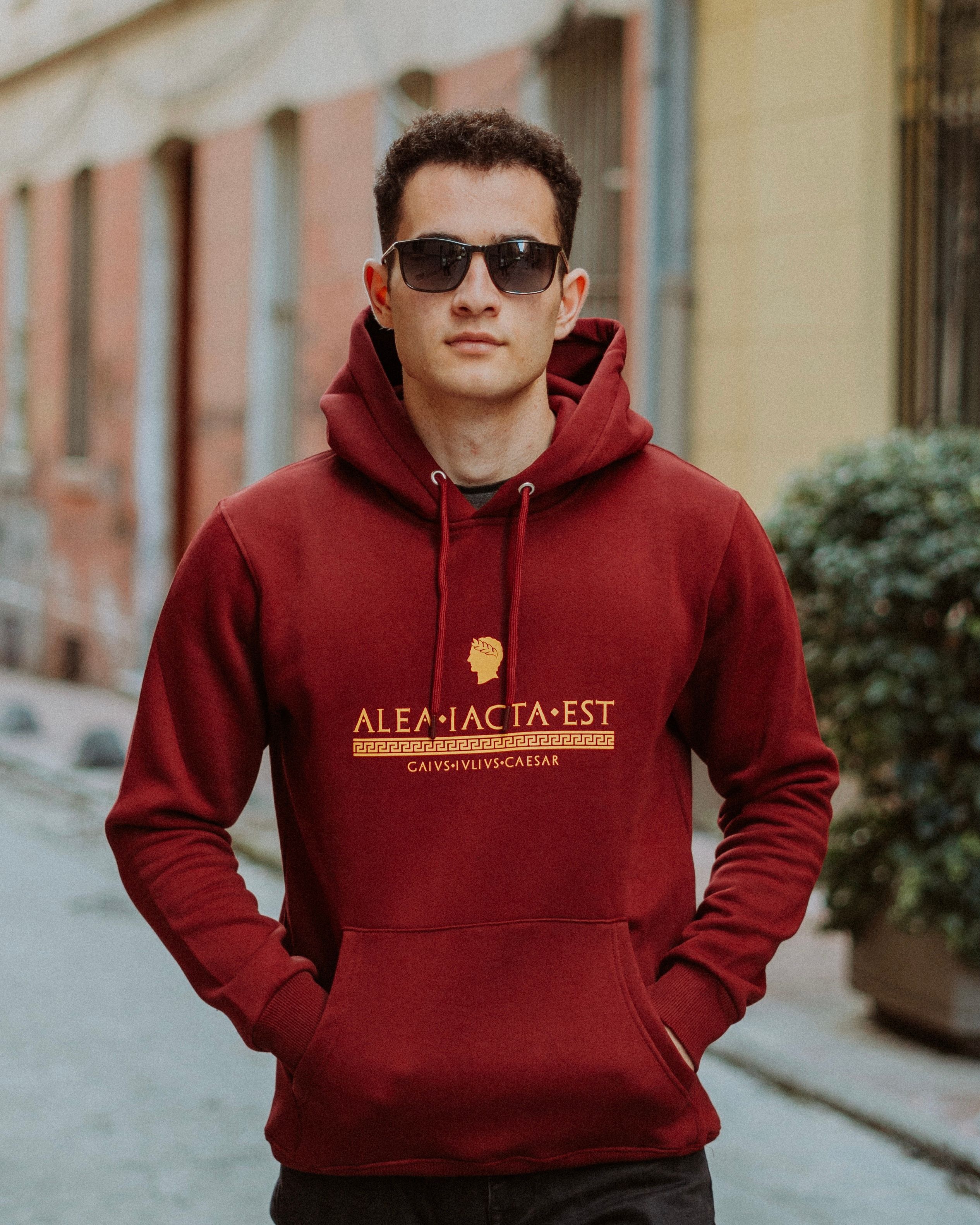 ROMA - ALEA IACTA EST - Özel Tasarım Bordo Hoodie