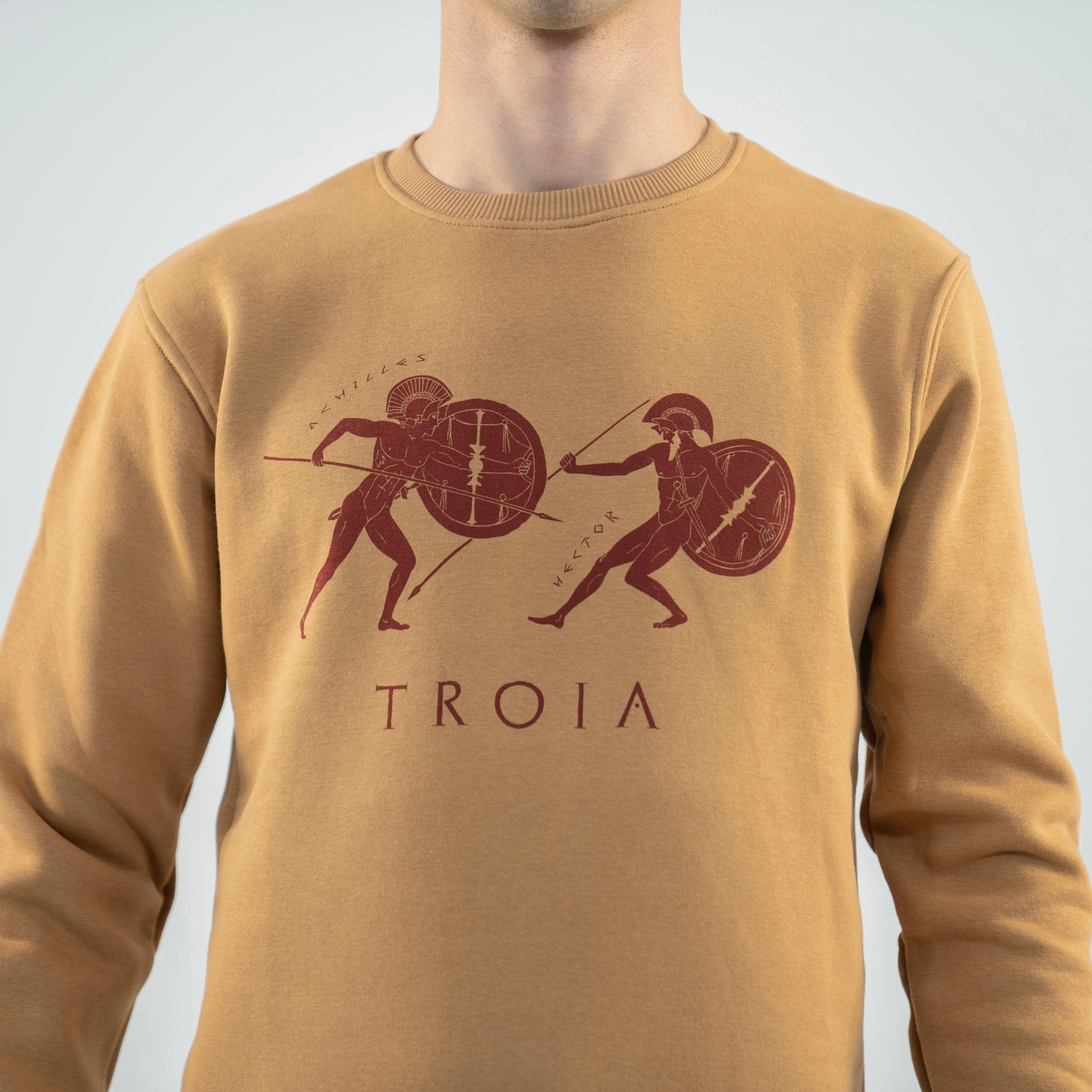 TROIA - HECTOR vs ACHILLES - Özel Tasarım Bej Sweatshirt