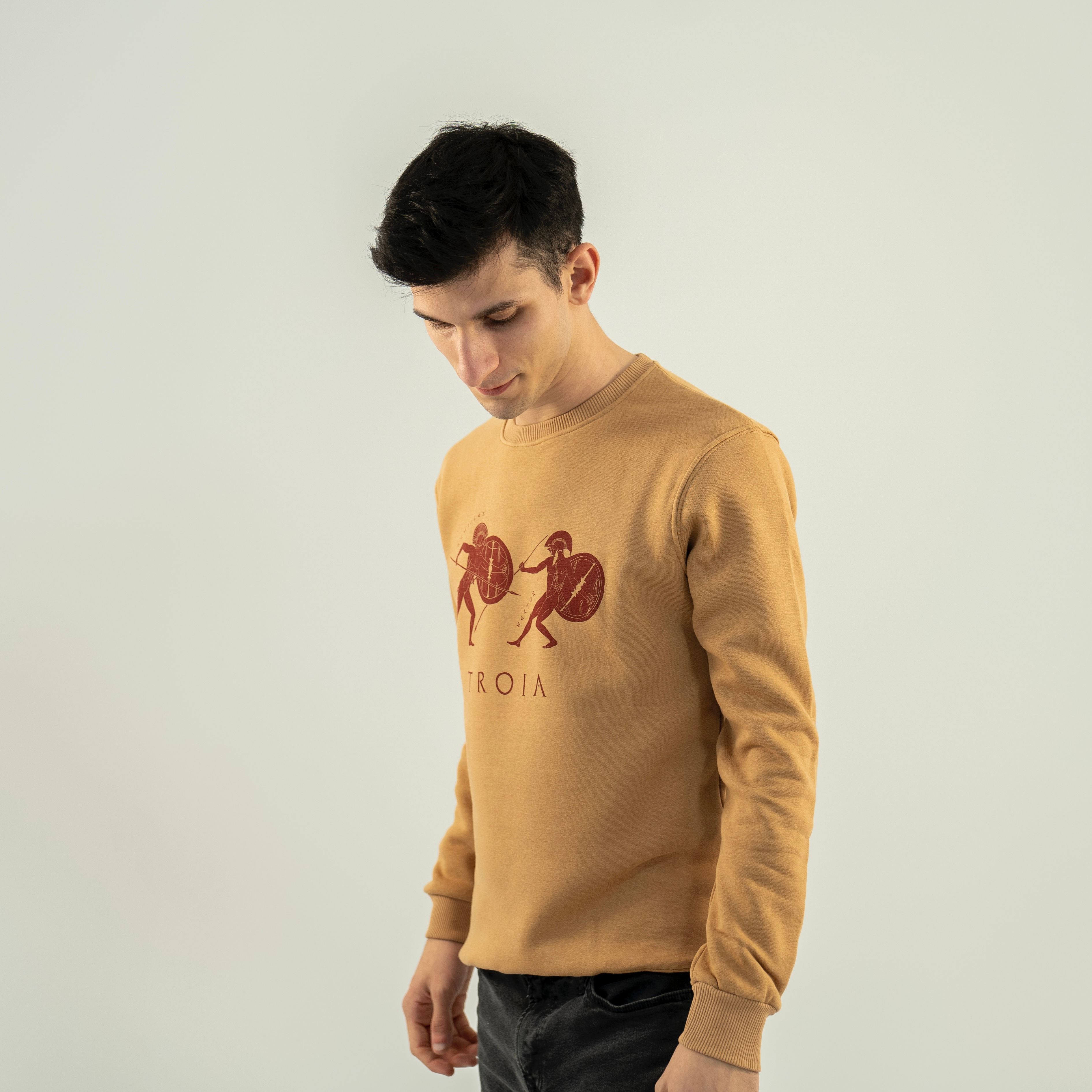 TROIA - HECTOR vs ACHILLES - Özel Tasarım Bej Sweatshirt