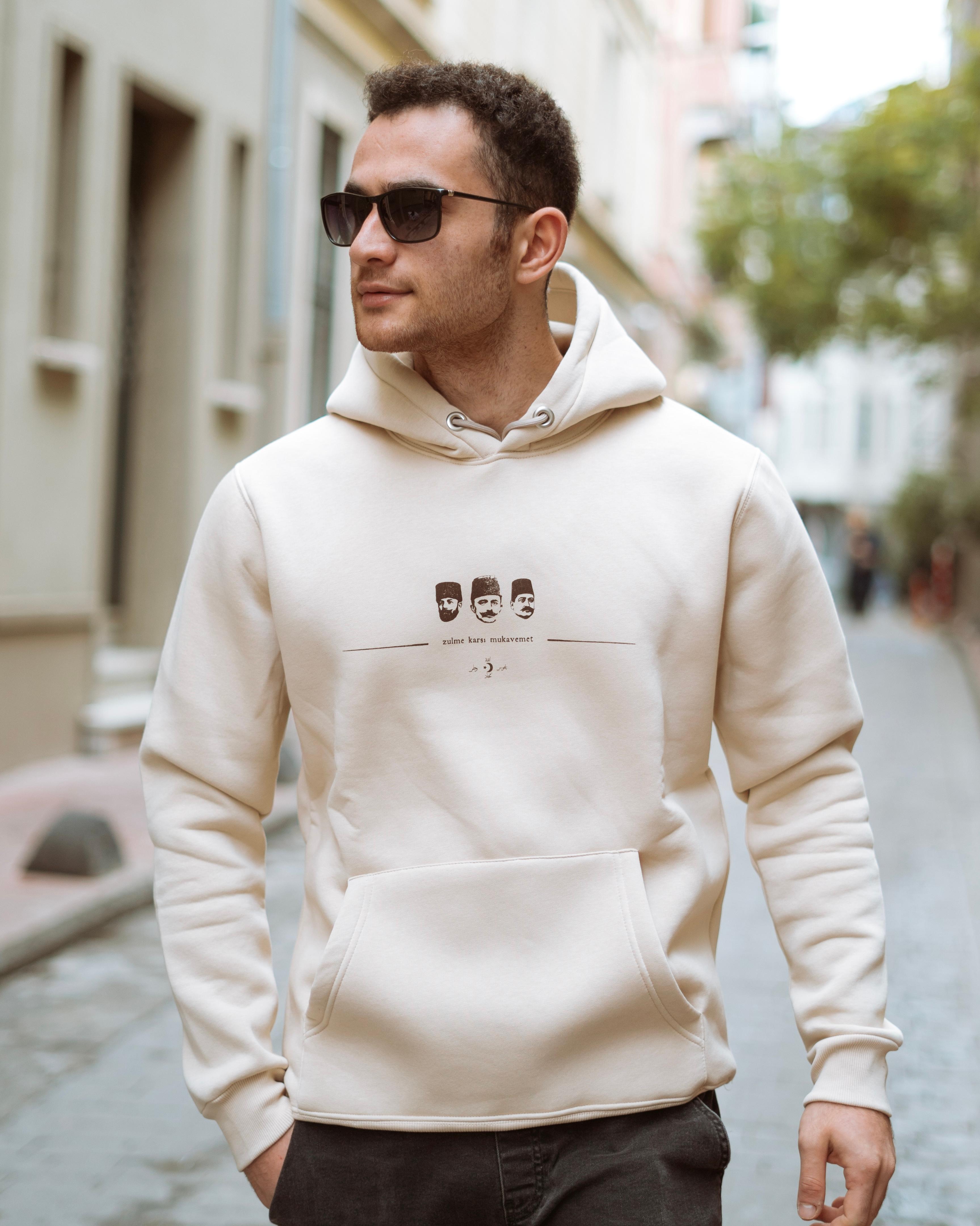 İTTİHAT - ZULME KARŞI MUKAVEMET - Özel Tasarım Bej Hoodie