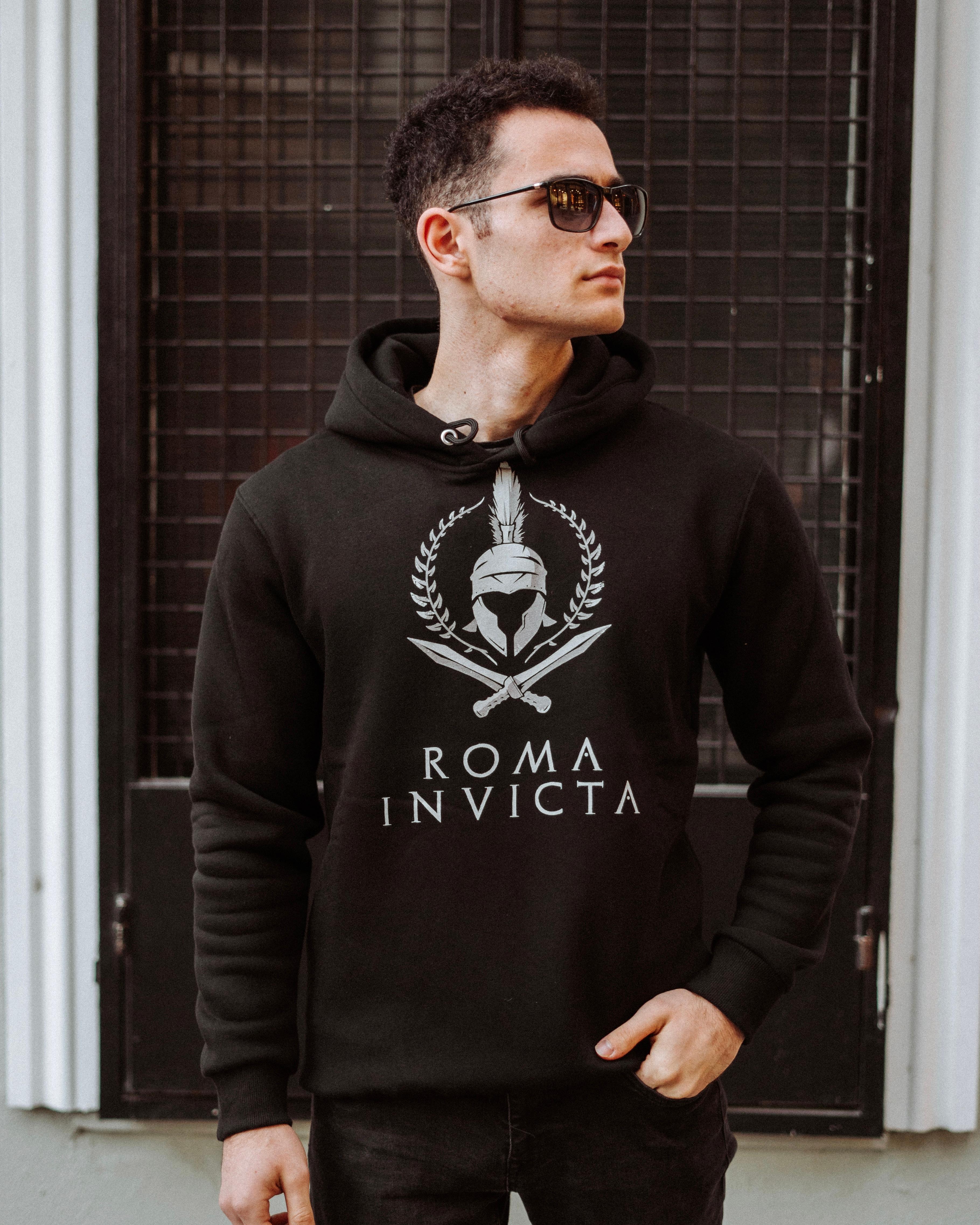 ROMA INVICTA - Özel Tasarım Siyah Hoodie