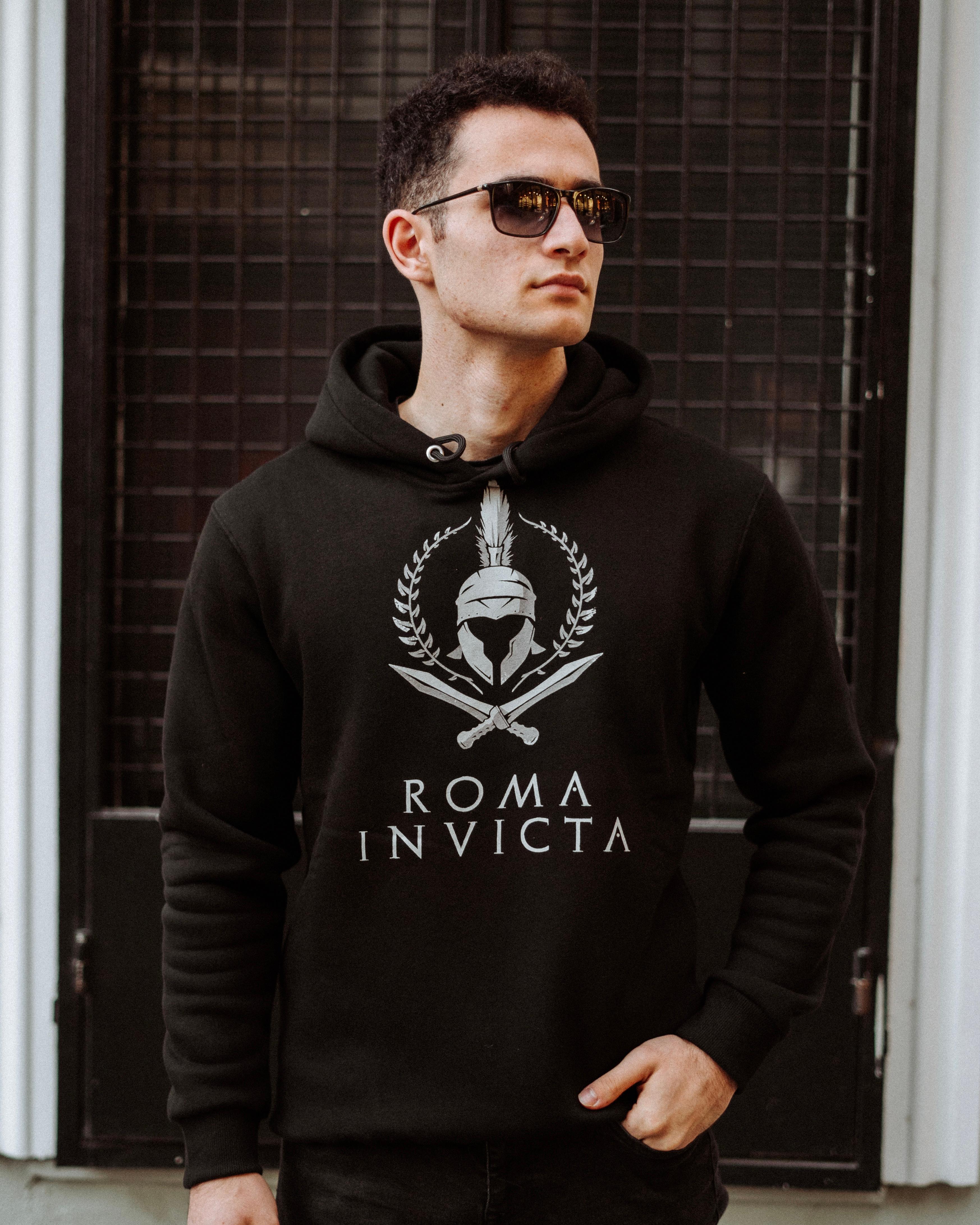 ROMA INVICTA - Özel Tasarım Siyah Hoodie