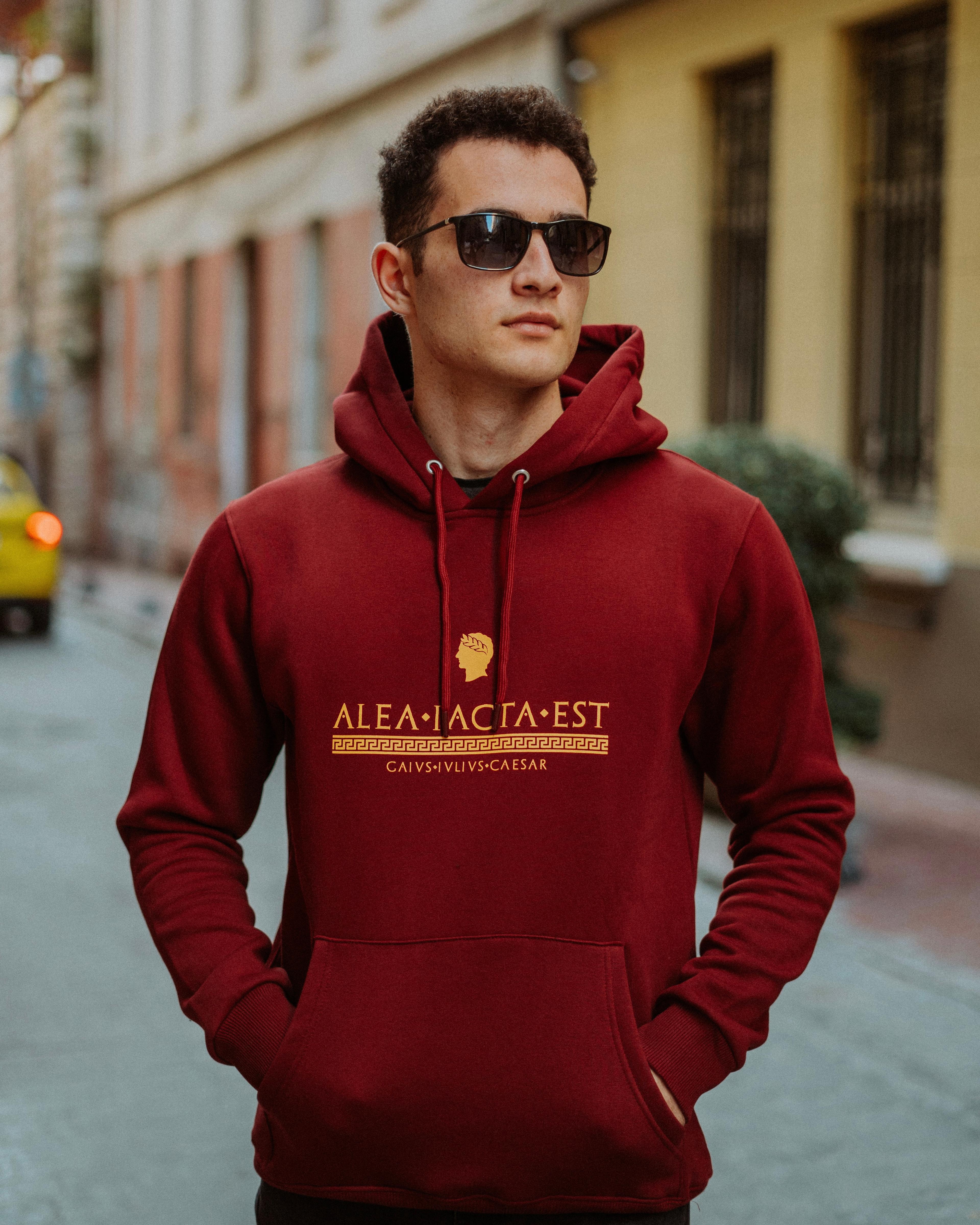 ROMA - ALEA IACTA EST - Özel Tasarım Bordo Hoodie