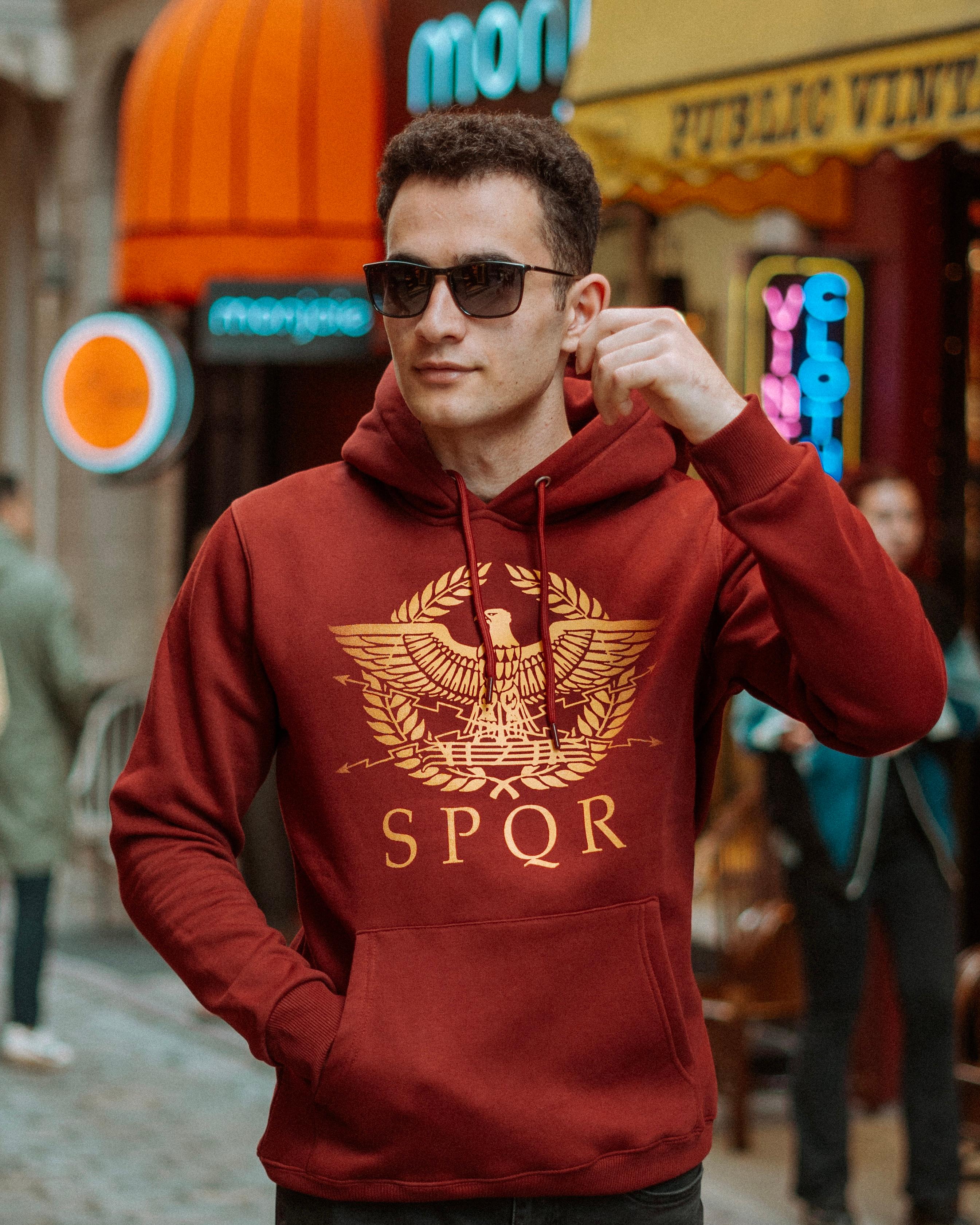 ROMA - S.P.Q.R. - Özel Tasarım Bordo Hoodie