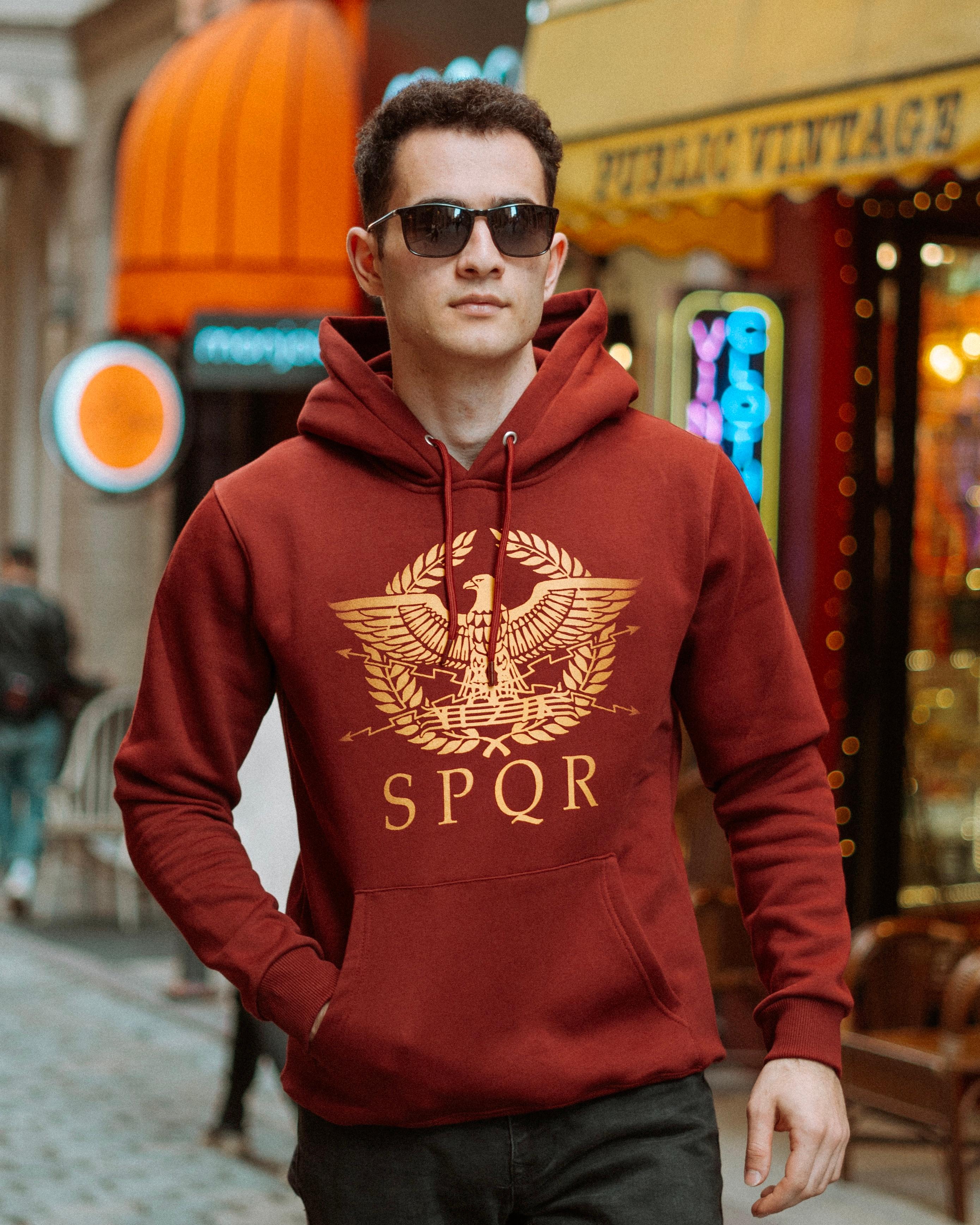 ROMA - S.P.Q.R. - Özel Tasarım Bordo Hoodie