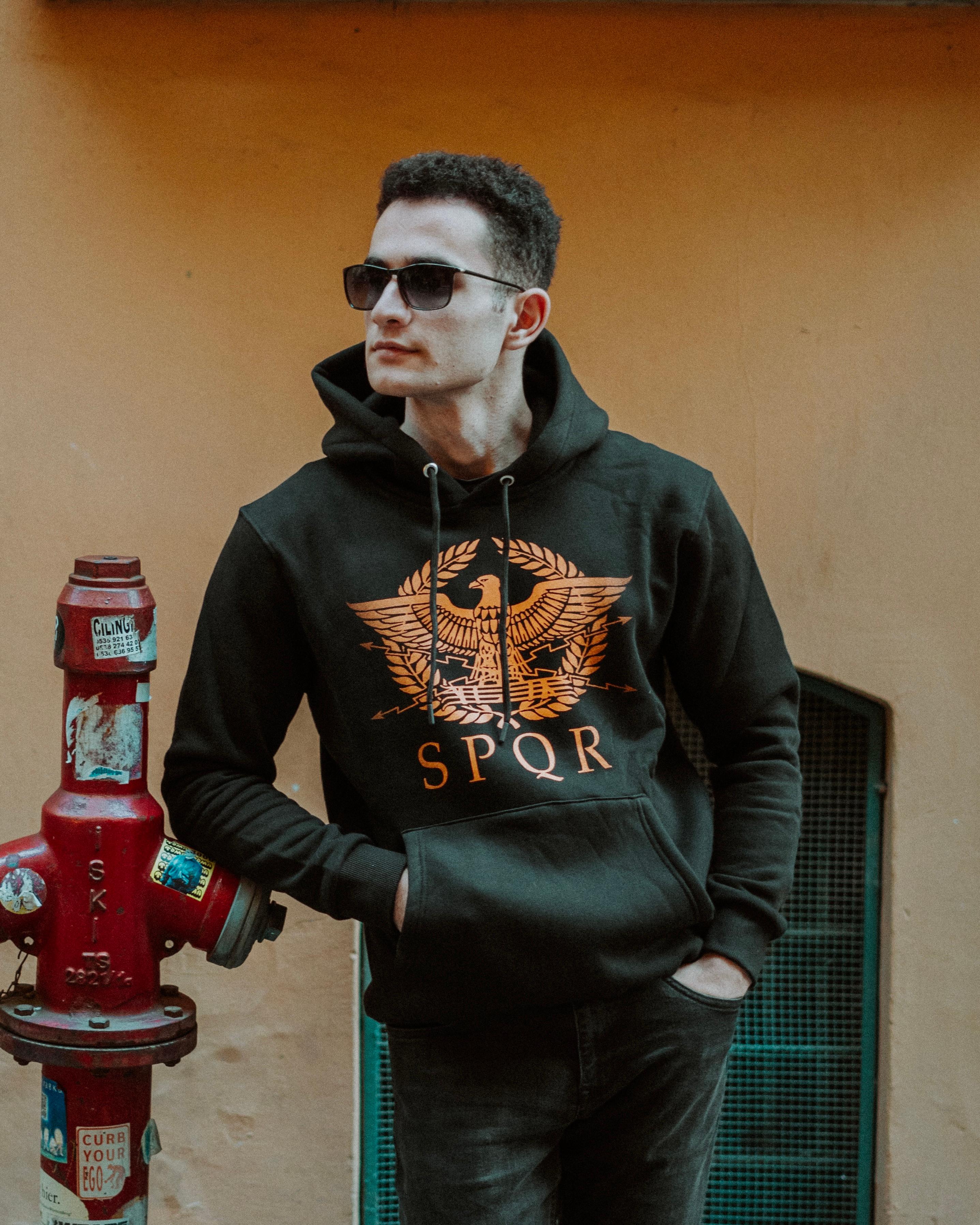 ROMA - S.P.Q.R. - Özel Tasarım Siyah Hoodie