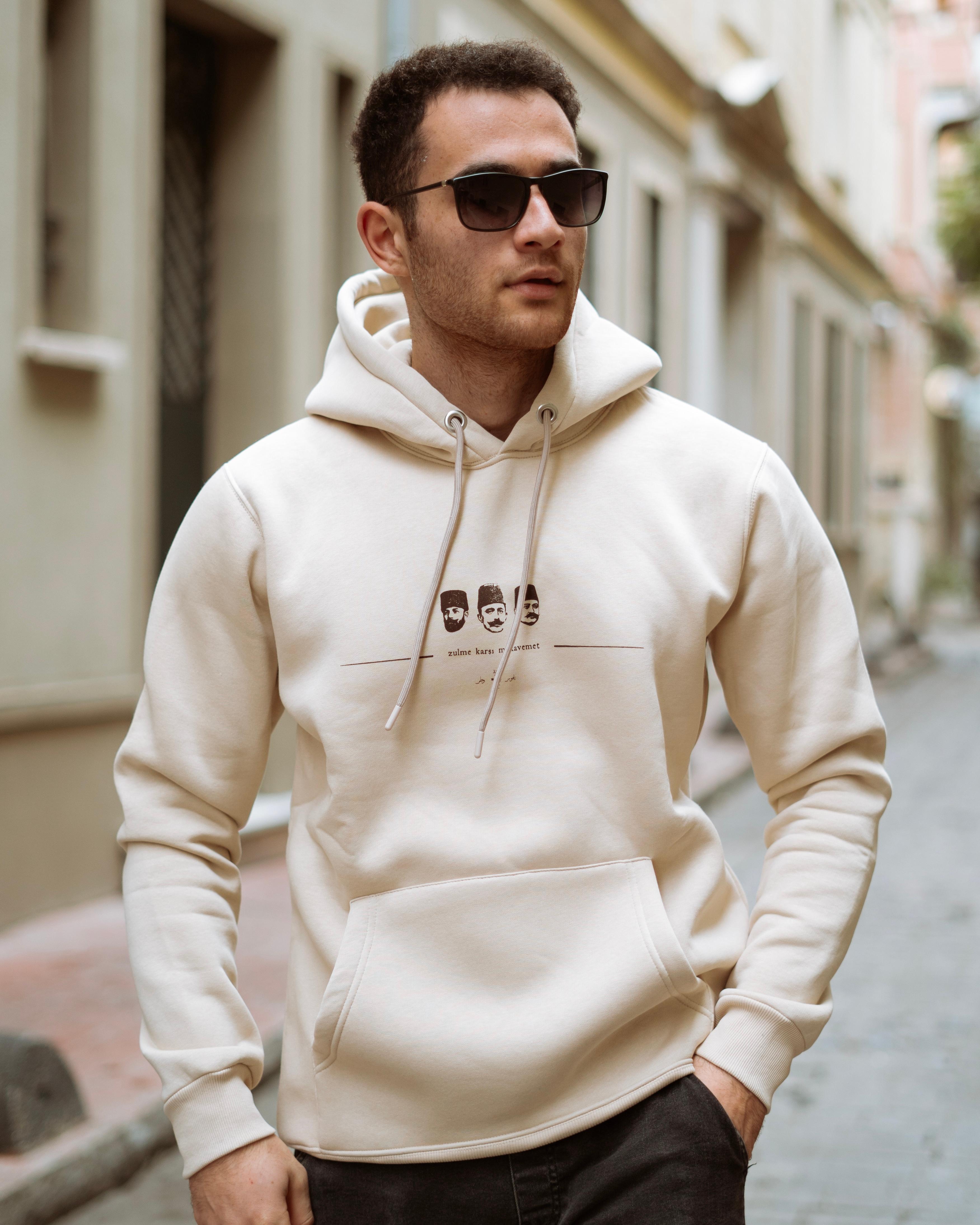 İTTİHAT - ZULME KARŞI MUKAVEMET - Özel Tasarım Bej Hoodie