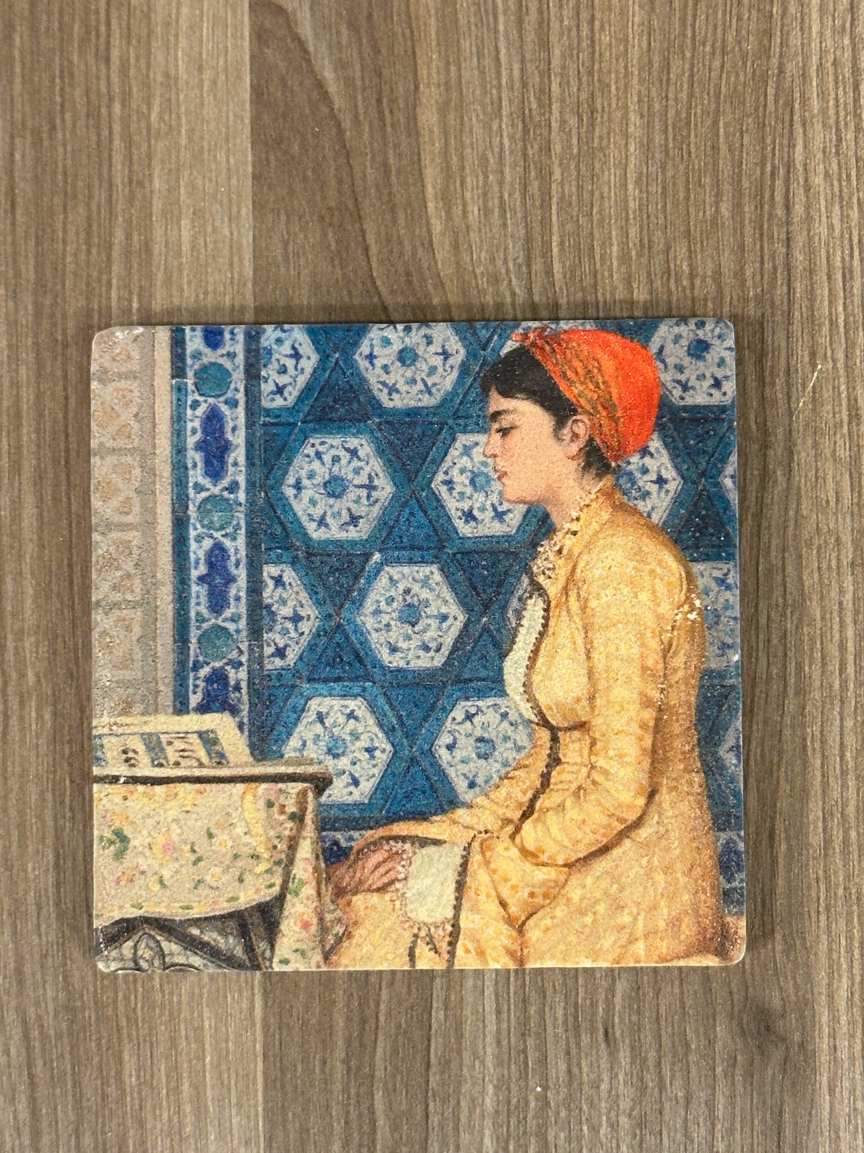 OSMAN HAMDİ BEY TABLO SETİ - DOĞAL TAŞ MASA TABLOSU & BARDAK ALTLIĞI