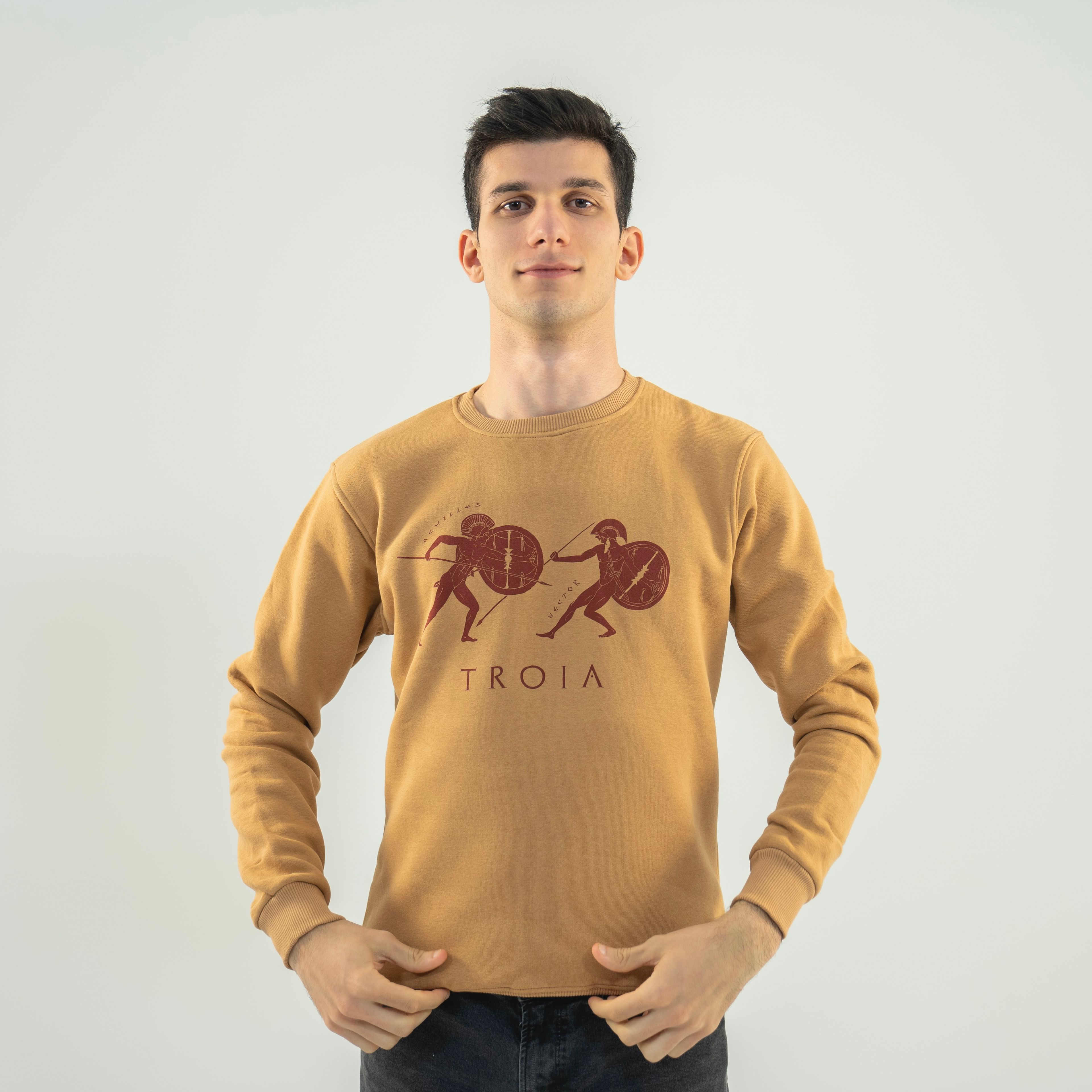 TROIA - HECTOR vs ACHILLES - Özel Tasarım Bej Sweatshirt