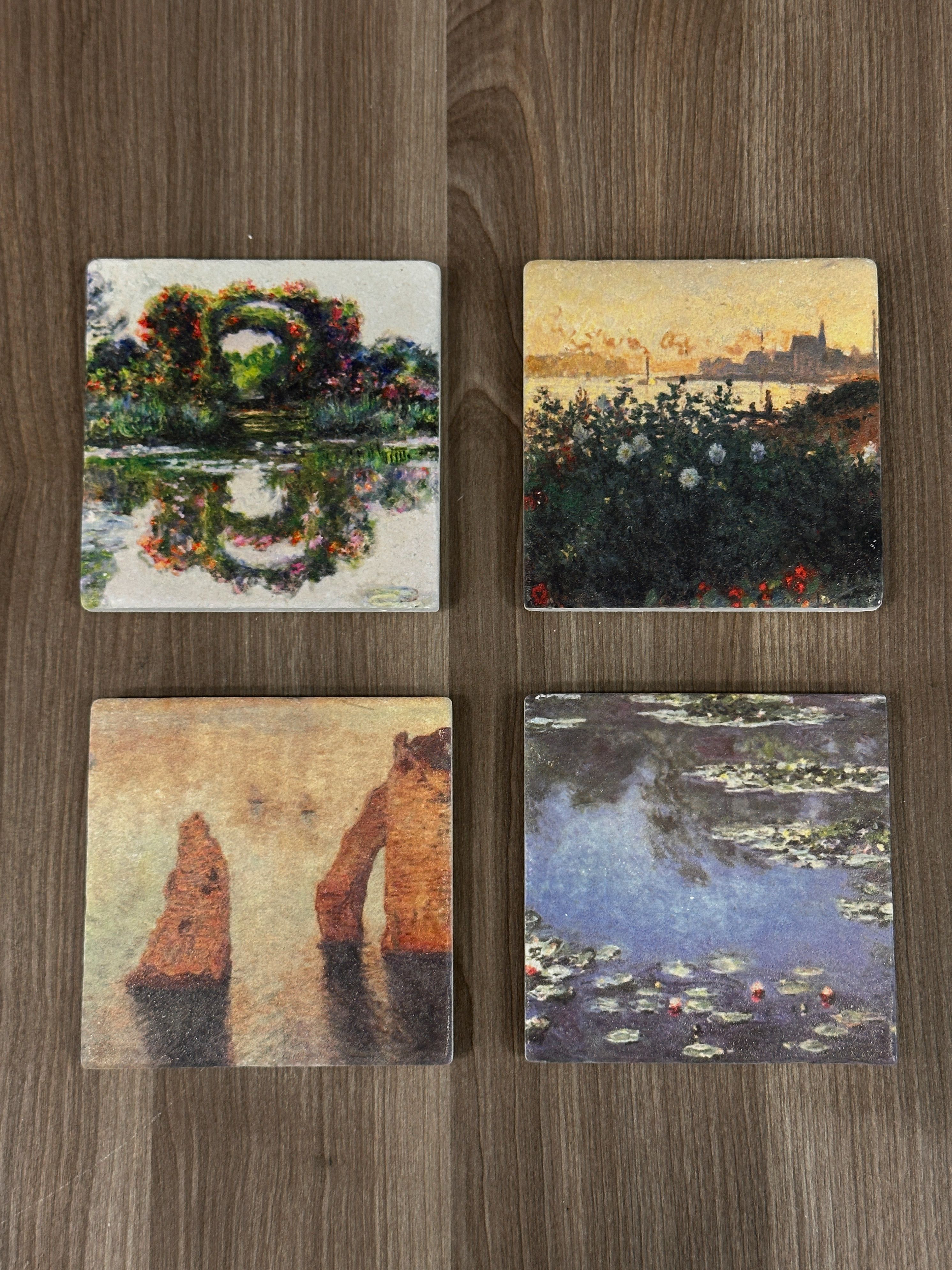CLAUDE MONET SETİ 3 - DOĞAL TAŞ MASA TABLOSU & BARDAK ALTLIĞI